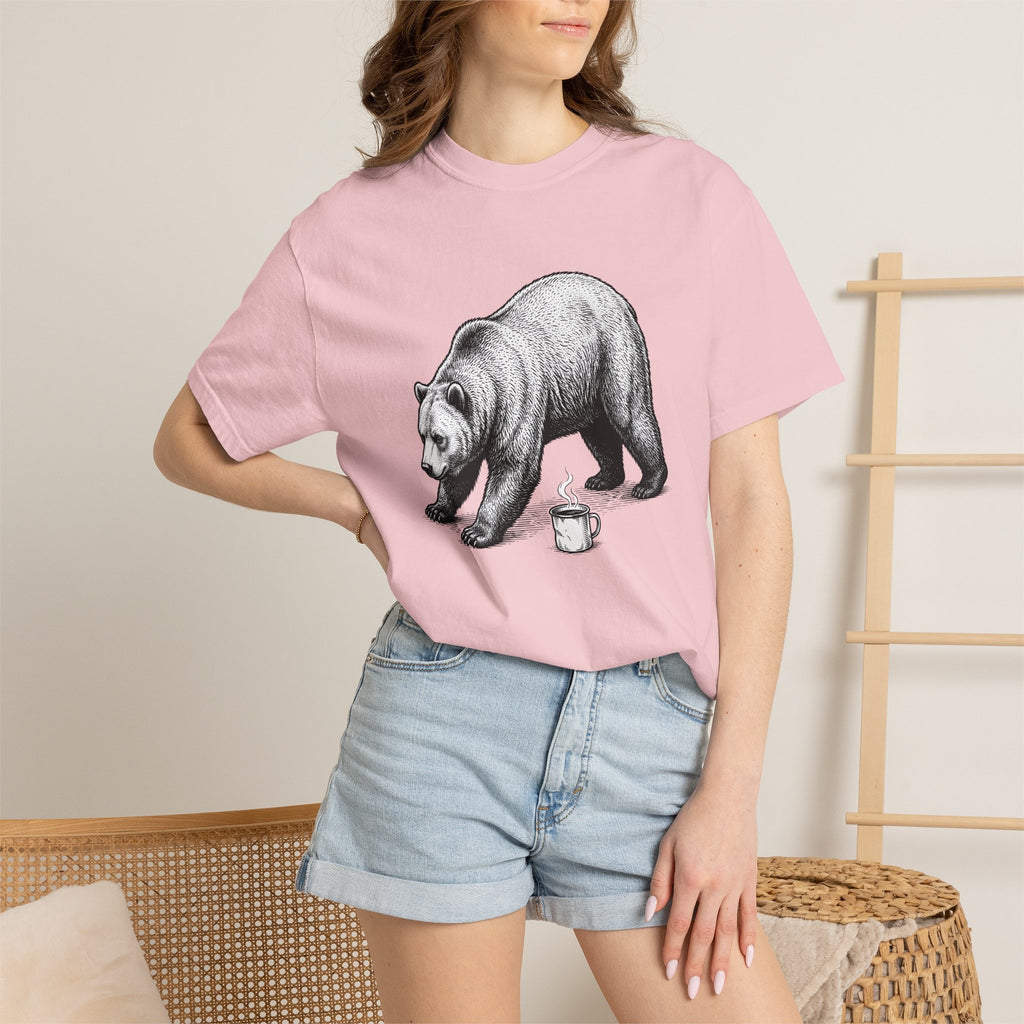 Bear Latte Shirt Coffee Outdoors Gift Women Sketch Tee Latte Art T-Shirt Coffee Fan Coffee Art Tshirt Adventure Graphic Retro Cup Tshirt