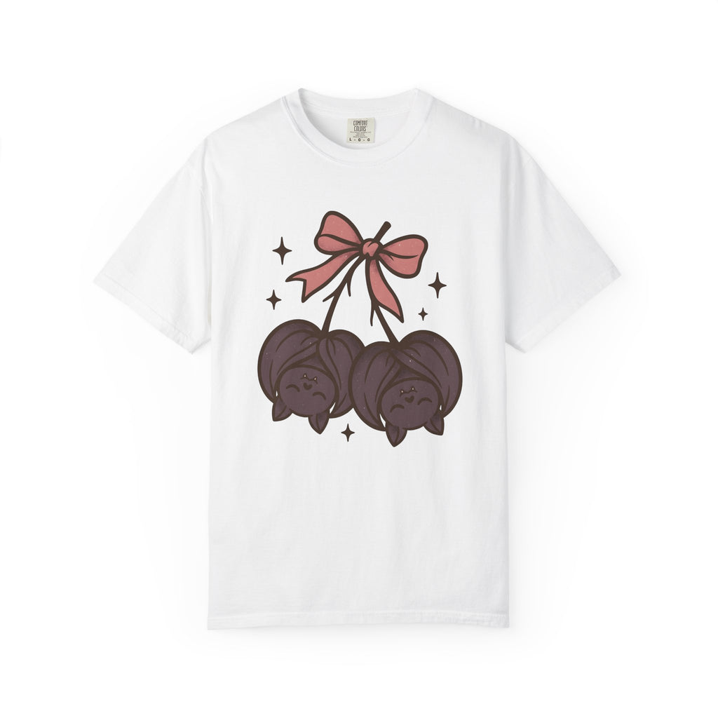 Cute Bats Shirt Halloween Gothic Gift Women Kawaii Tee Flying Fox T-Shirt Horror Fan Dark Tshirt Dark Graphic Cartoon Bow Tshirt