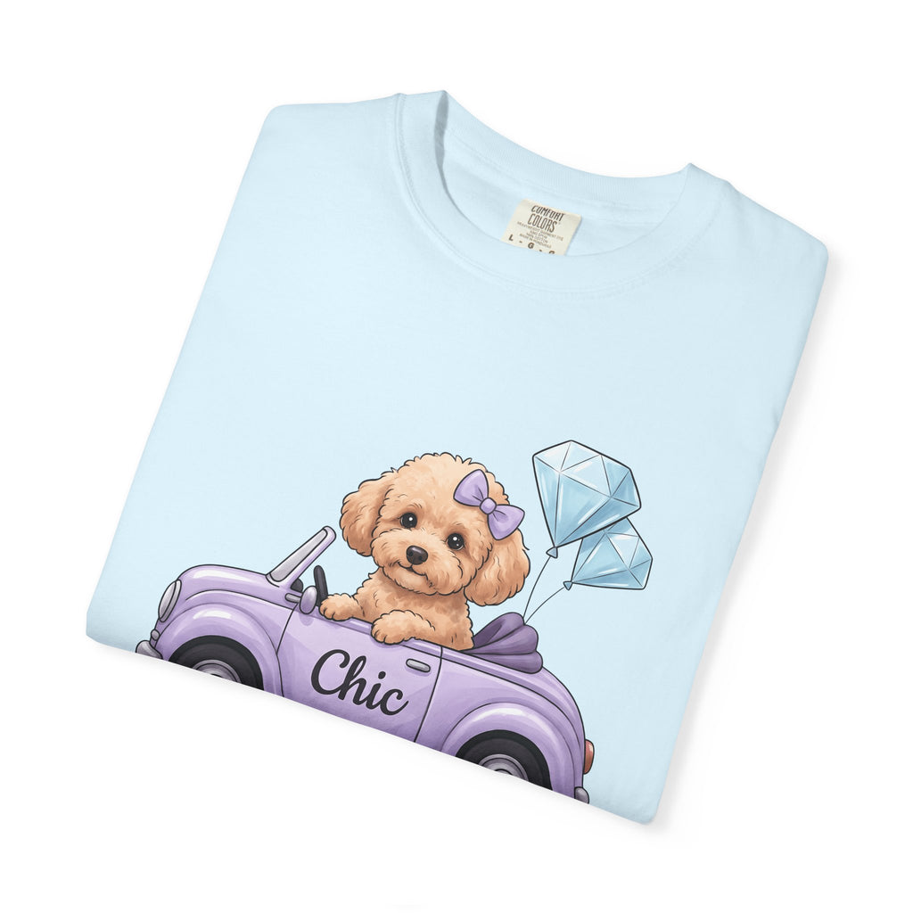 Poodle Automobile Shirt Dog Clothing Gift Women Sweet Tee Car T-Shirt Dog Fan Poodle Tshirt Apparel Graphic Fanciful Crystal Balloons Tshirt