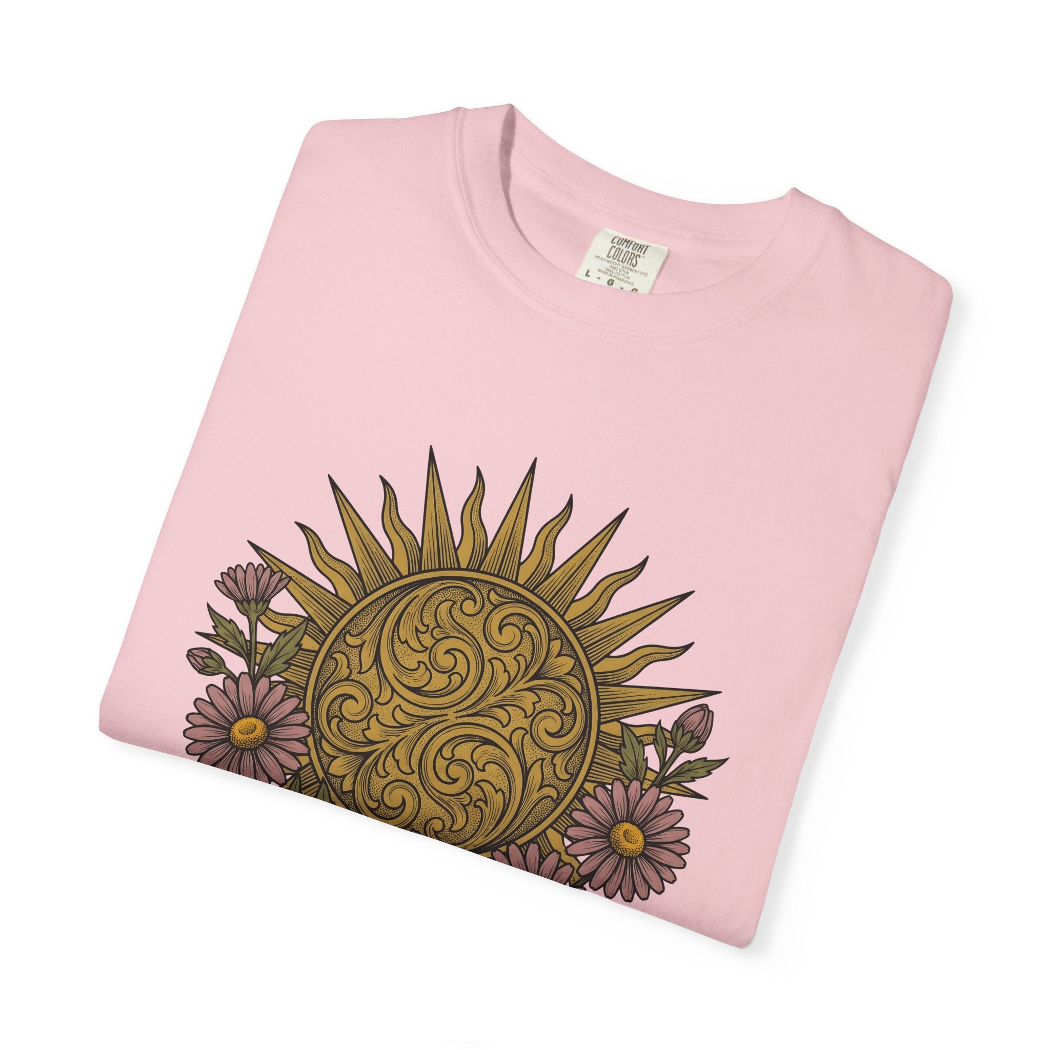 Sunshine Blossom Shirt Boho Chic Wilderness Gift Women Hippie Tee Flower T-Shirt Bohemian Fan Psychedelic Tshirt Outdoor Graphic Hand Drawn