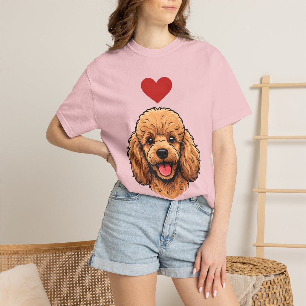 Poodle Puppy Shirt Dog Pet Gift Women Comic Tee Puppy T-Shirt Dog Fan Canine Tshirt Pet Illustration Vintage Love Symbol Tshirt