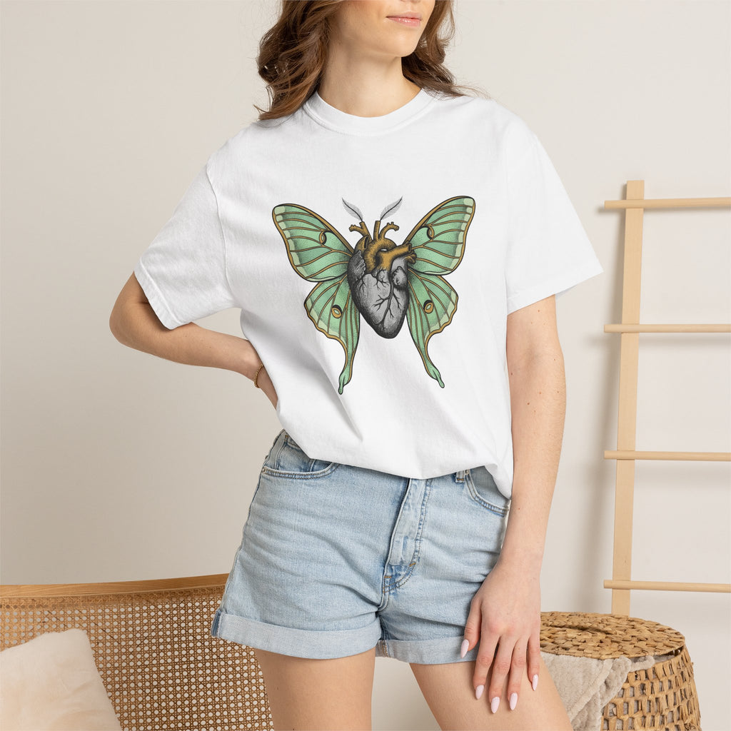 Butterfly Heart Shirt Boho Chic Wildlife Gift Women Sketch Tee Butterfly T-Shirt Bohemian Fan Doodle Graphic Hand Drawn Wings Tshirt