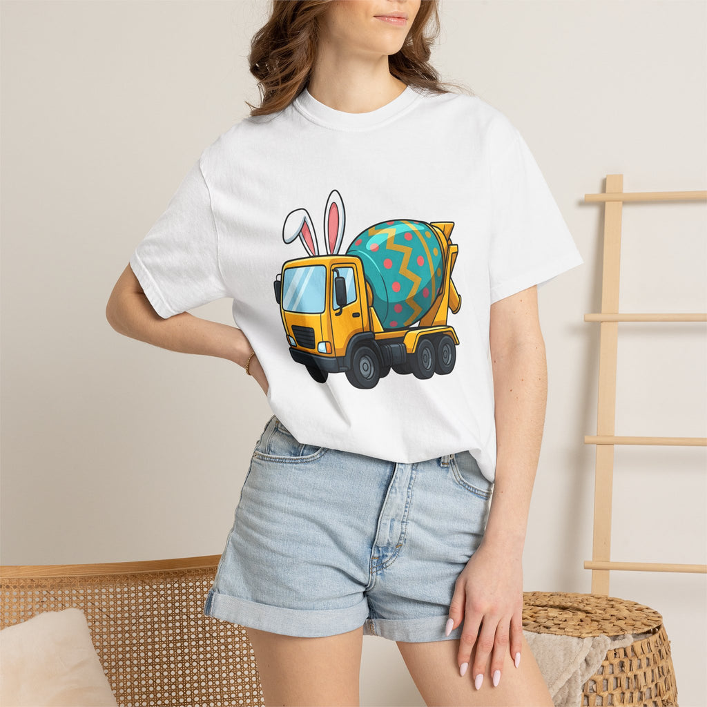Cement Truck Shirt Easter Construction Gift Women Cartoon Tee Concrete Mixer T-Shirt Easter Fan Comic Tshirt Building Graphic Whimsical