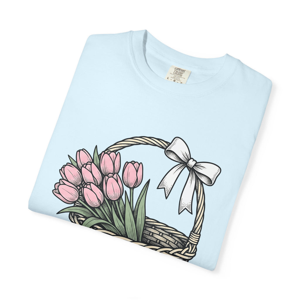 Floral Bouquet Shirt Easter Petals Gift Women Line Art Tee Flower Arrangement T-Shirt Spring Fan Floral Design Graphic Illustration Hand