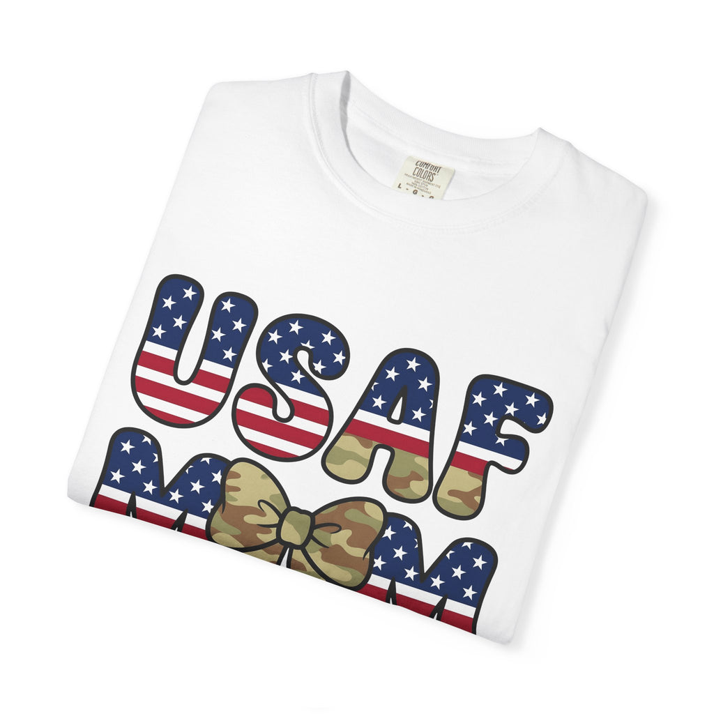 Camo Hair Bow Shirt Military Mom Freedom Gift Women Thick Tee Hair Bow T-Shirt Military Wife Fan Bold Tshirt Liberty Graphic Old School