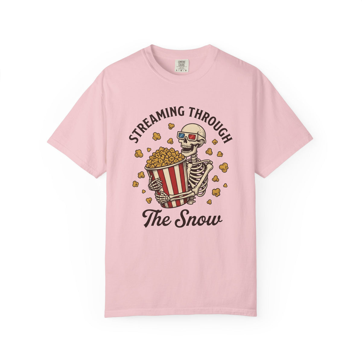 Skeleton Popcorn Shirt Skeleton Cinema Unisex Gift Cartoon Tee Popcorn T-Shirt