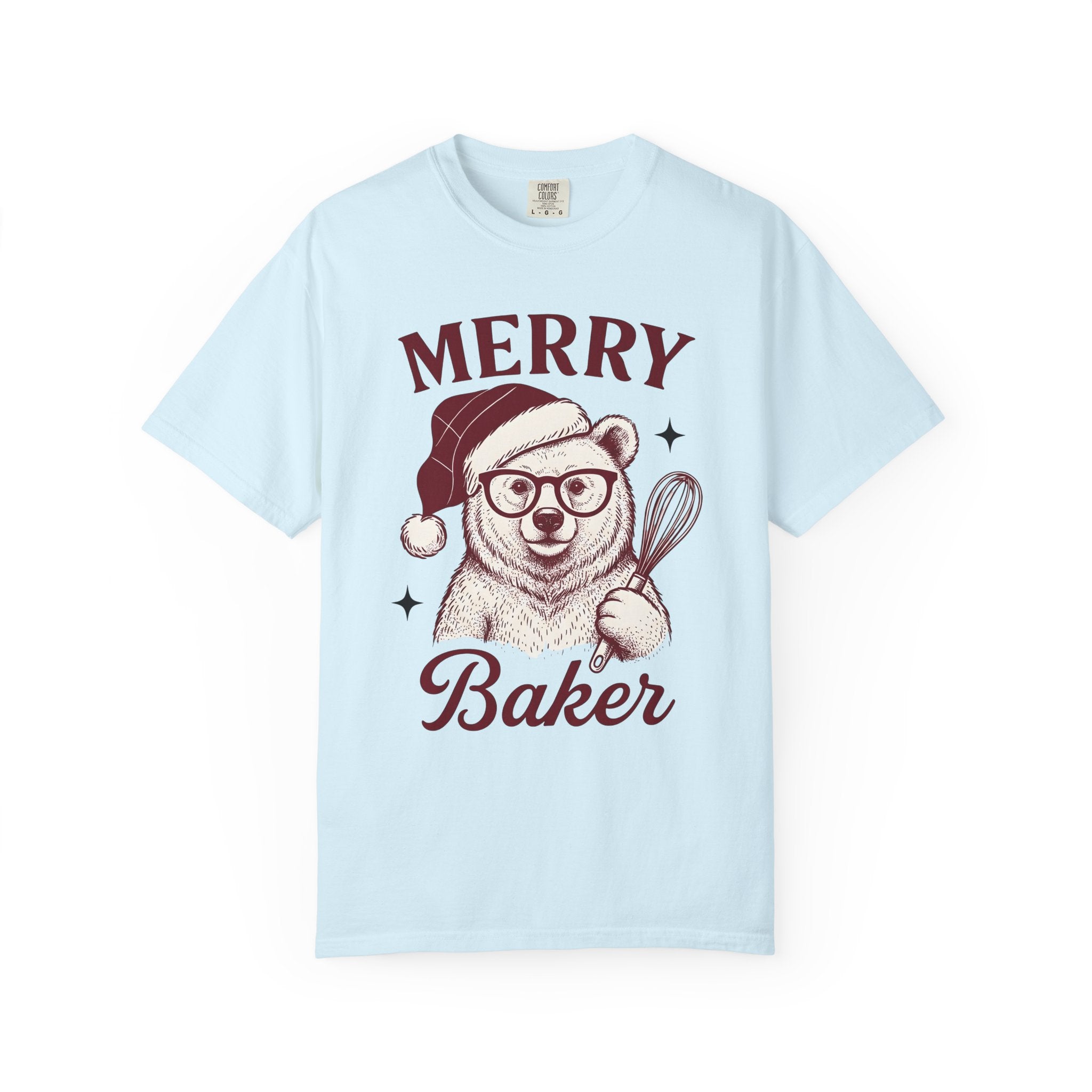 Bear Festive Hat Shirt Christmas Dessert Gift Women Doodle Tee Teddy T-Shirt Christmas Fan Cartoon Tshirt Sweets Graphic Minimalist Spoon