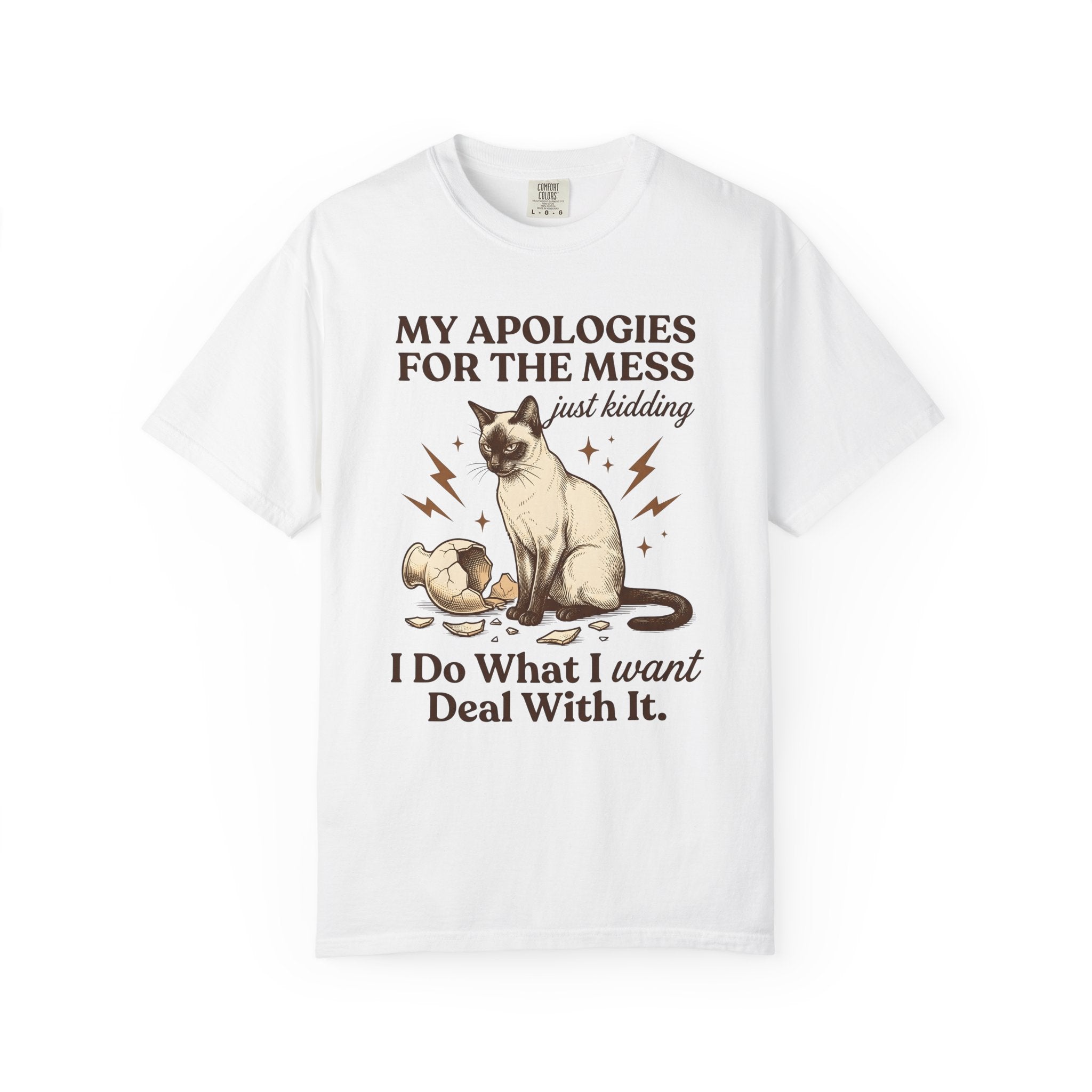 Siamese Pussycat Shirt Cat Wit Gift Women Nostalgic Tee Cat T-Shirt Feline Fan Vintage Tshirt Humor Graphic Line Art Broken Jar Tshirt