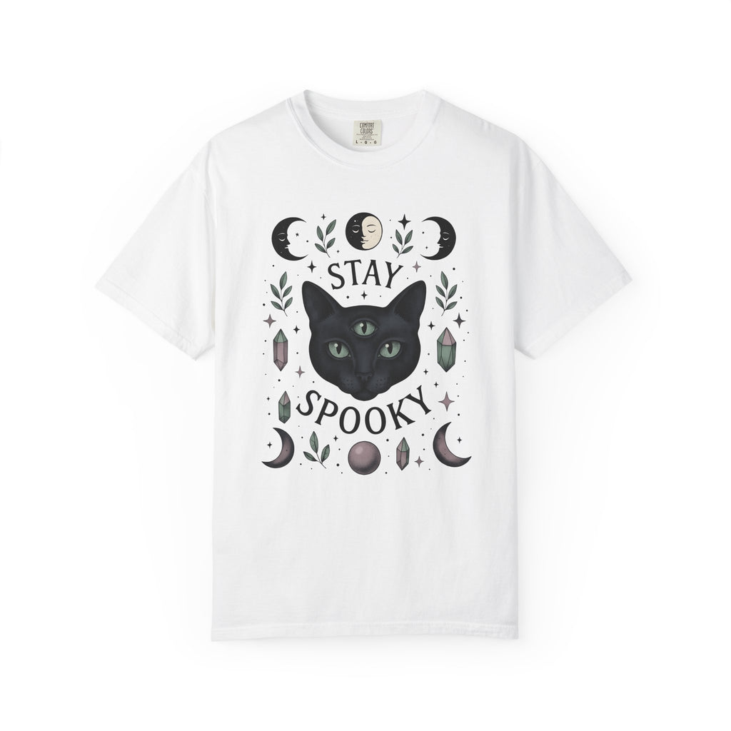 Mystical Cat Shirt Boho Chic Esoteric Gift Women Bohemian Tee Cat T-Shirt Hippie Fan Tribal Tshirt Occult Graphic Line Art Quartz Tshirt