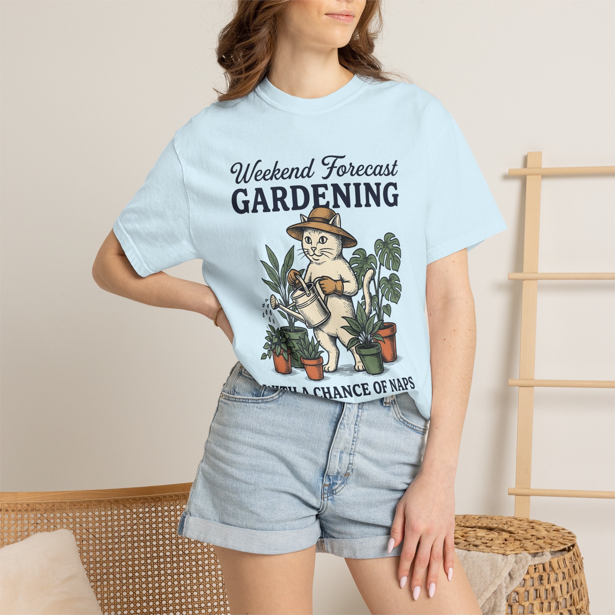 Cat Plant Care Shirt Cat Landscaping Gift Women Classic Tee Feline Care T-Shirt Cat Fan Vintage Tshirt Garden Design Minimalist Greenery
