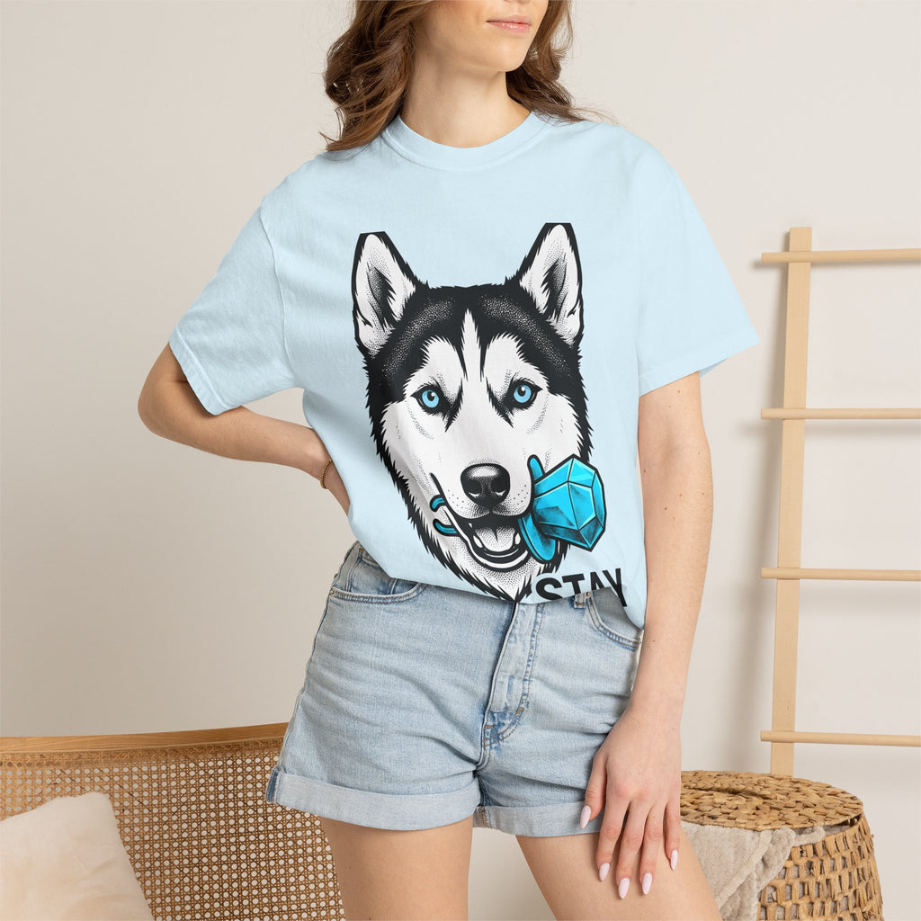 Husky Puppy Shirt Dog Wildlife Gift Women Old School Tee Siberian Husky T-Shirt Dog Fan Vintage Tshirt Wildlife Graphic Retro Frozen Block