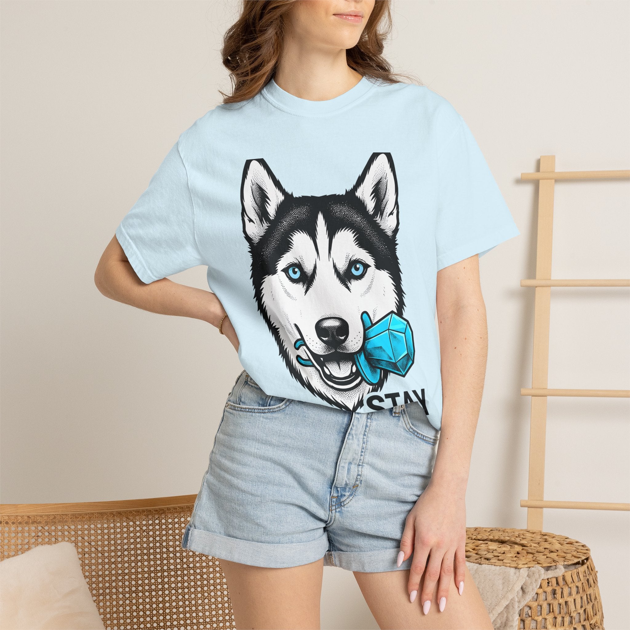 Husky Puppy Shirt Dog Wildlife Gift Women Old School Tee Siberian Husky T-Shirt Dog Fan Vintage Tshirt Wildlife Graphic Retro Frozen Block