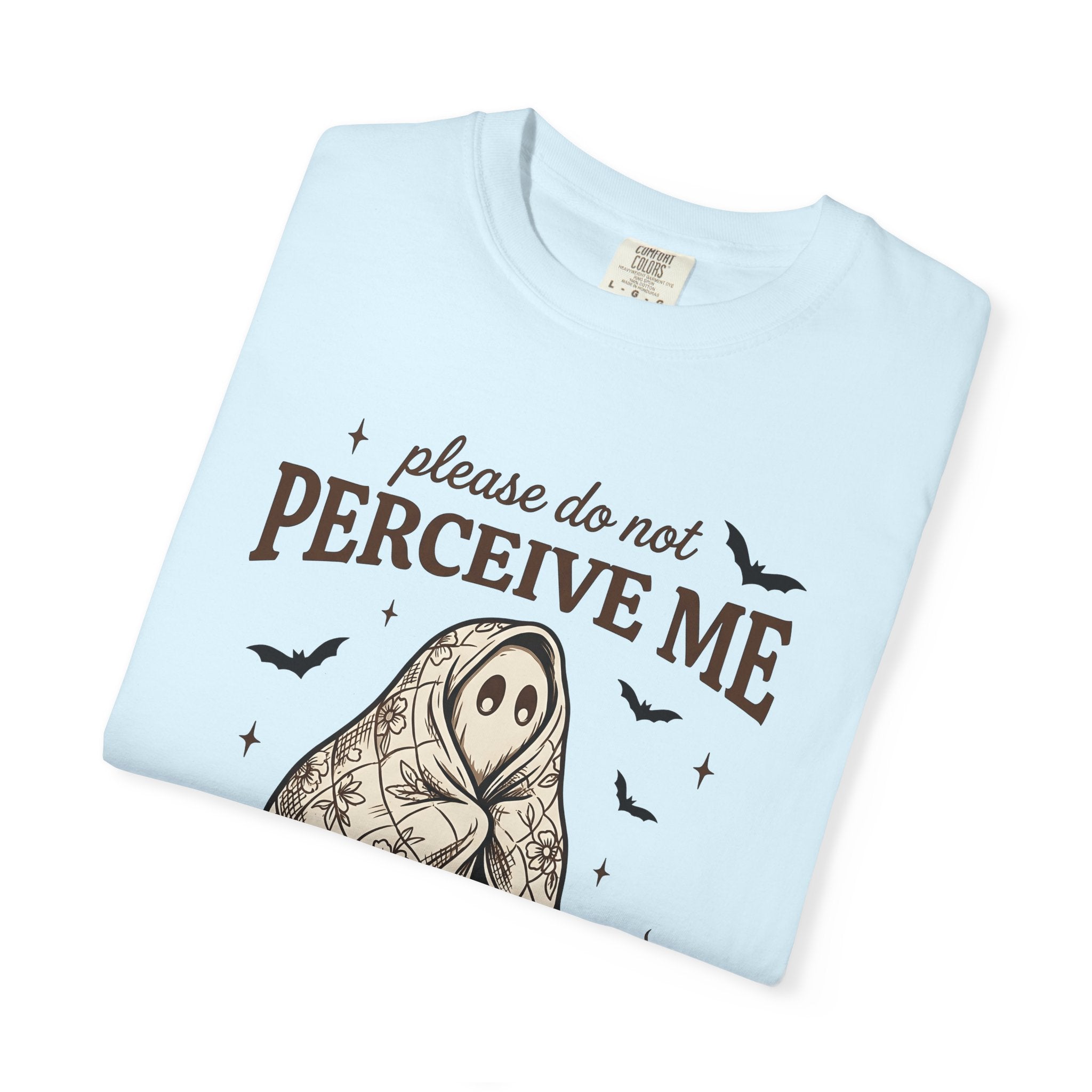Ghost Quilt Shirt Funny Holiday Gift Women Cartoon Tee Quilt T-Shirt Comedian Fan Cartoonish Tshirt Holiday Graphic Line Art Bat Silhouettes