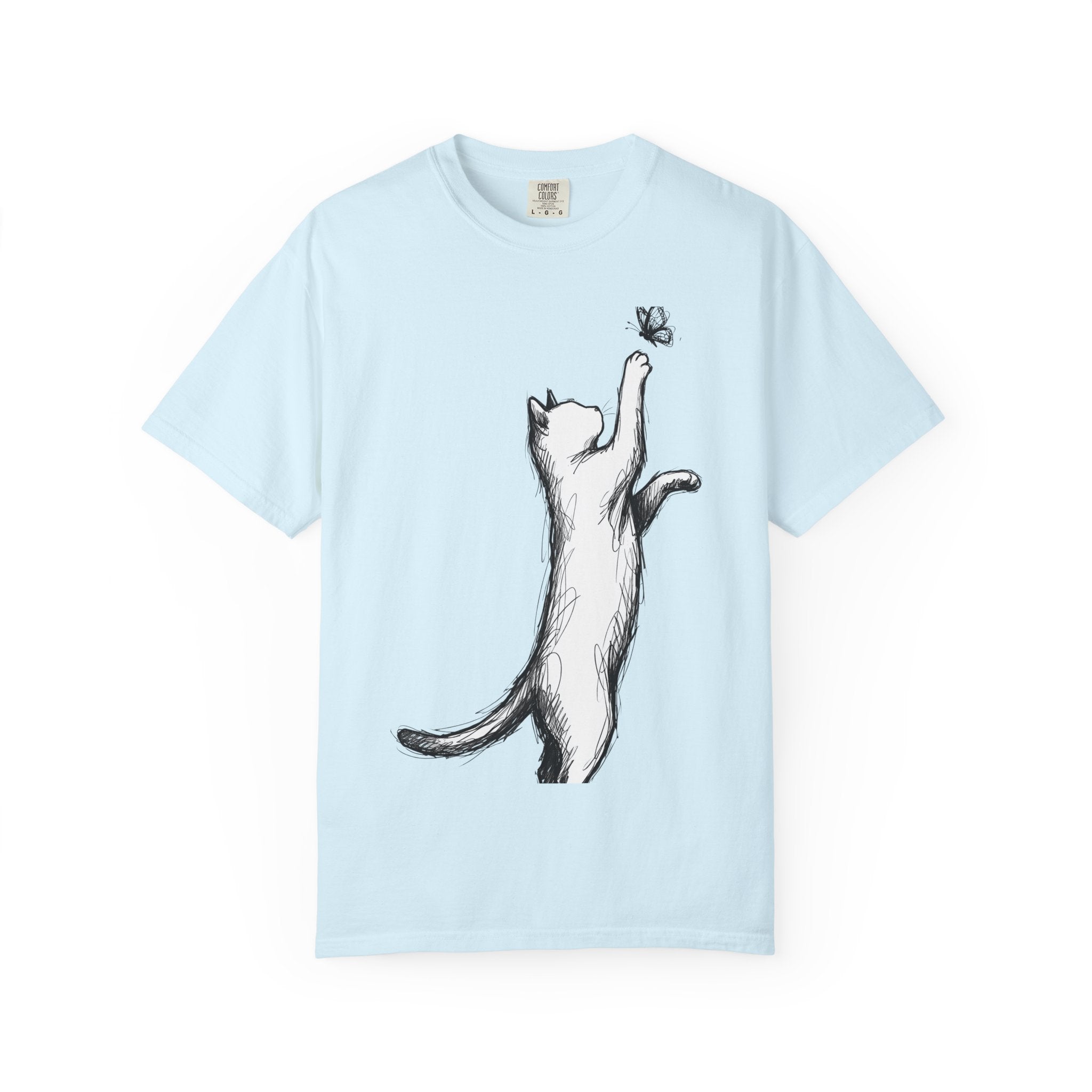 Cat Drawing Shirt Cat Wildlife Gift Women Simple Tee Kitty T-Shirt Cat Fan Feline Tshirt Wildlife Graphic Animal Doodle Bug Tshirt
