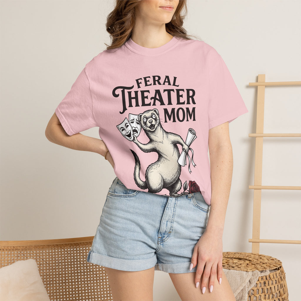Ferret Theater Masks Shirt Moms Theater Gift Women Vintage Tee Mask T-Shirt Motherhood Enthusiast Retro Tshirt Stage Graphic Hand Drawn Rose