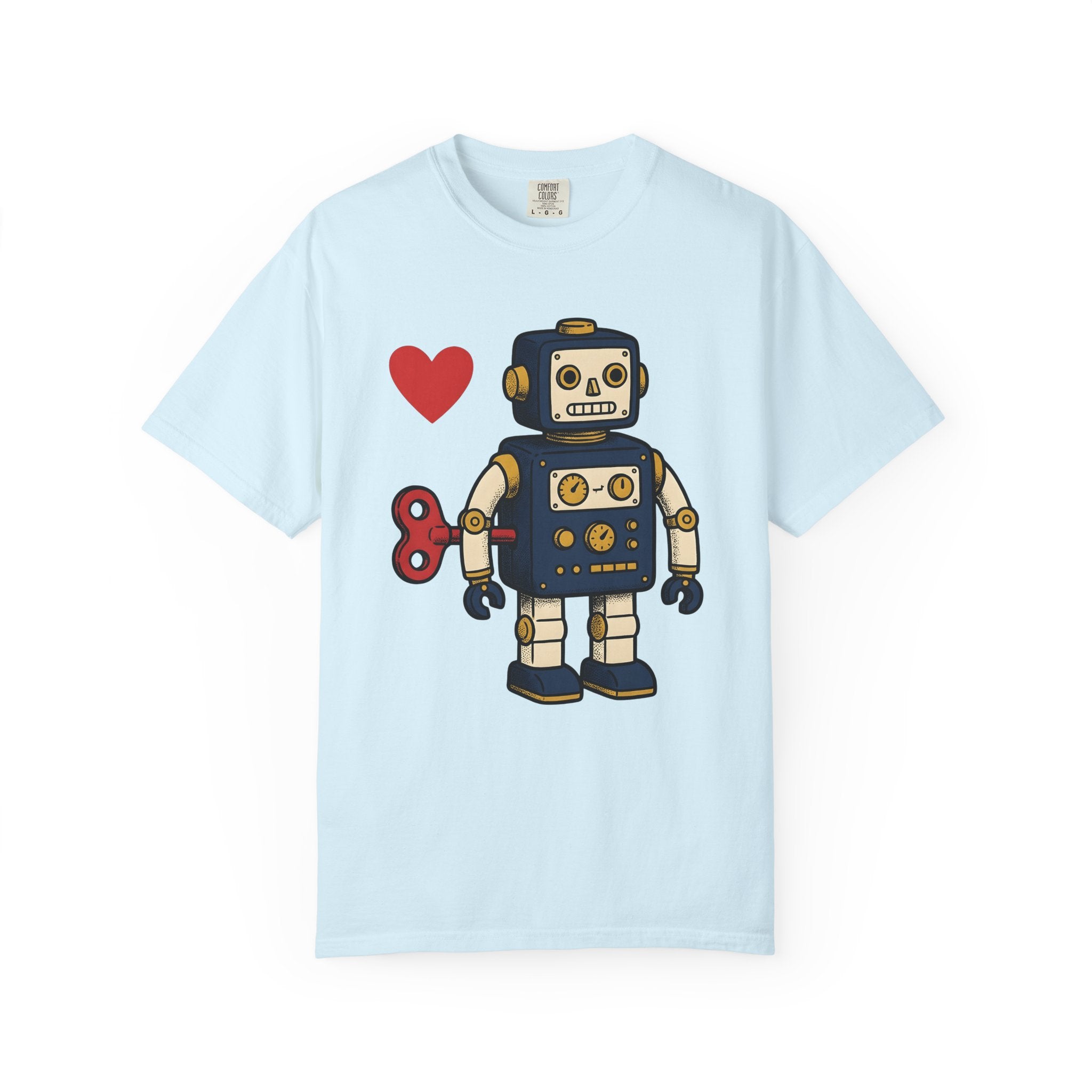 Android Heart Shirt Valentine's Day Old-School Gift Women Animated Tee Robot Heart T-Shirt Valentine Fan Cartoony Tshirt Retro Graphic