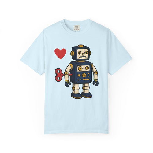 Android Heart Shirt Valentine's Day Old-School Gift Women Animated Tee Robot Heart T-Shirt Valentine Fan Cartoony Tshirt Retro Graphic