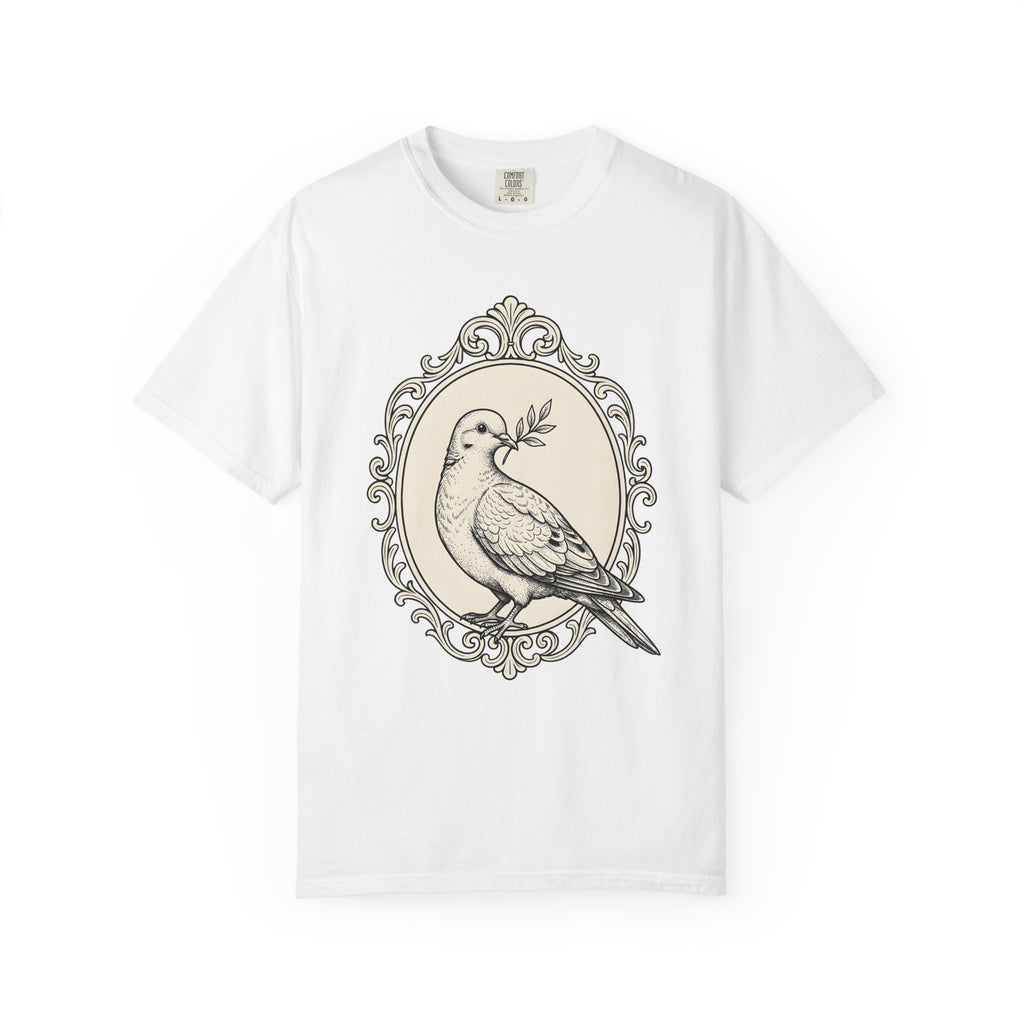 Dove Shirt Easter Harmony Gift Women Sketch Tee Pigeon T-Shirt Easter Fan Dove Drawing Retro Branch Tshirt