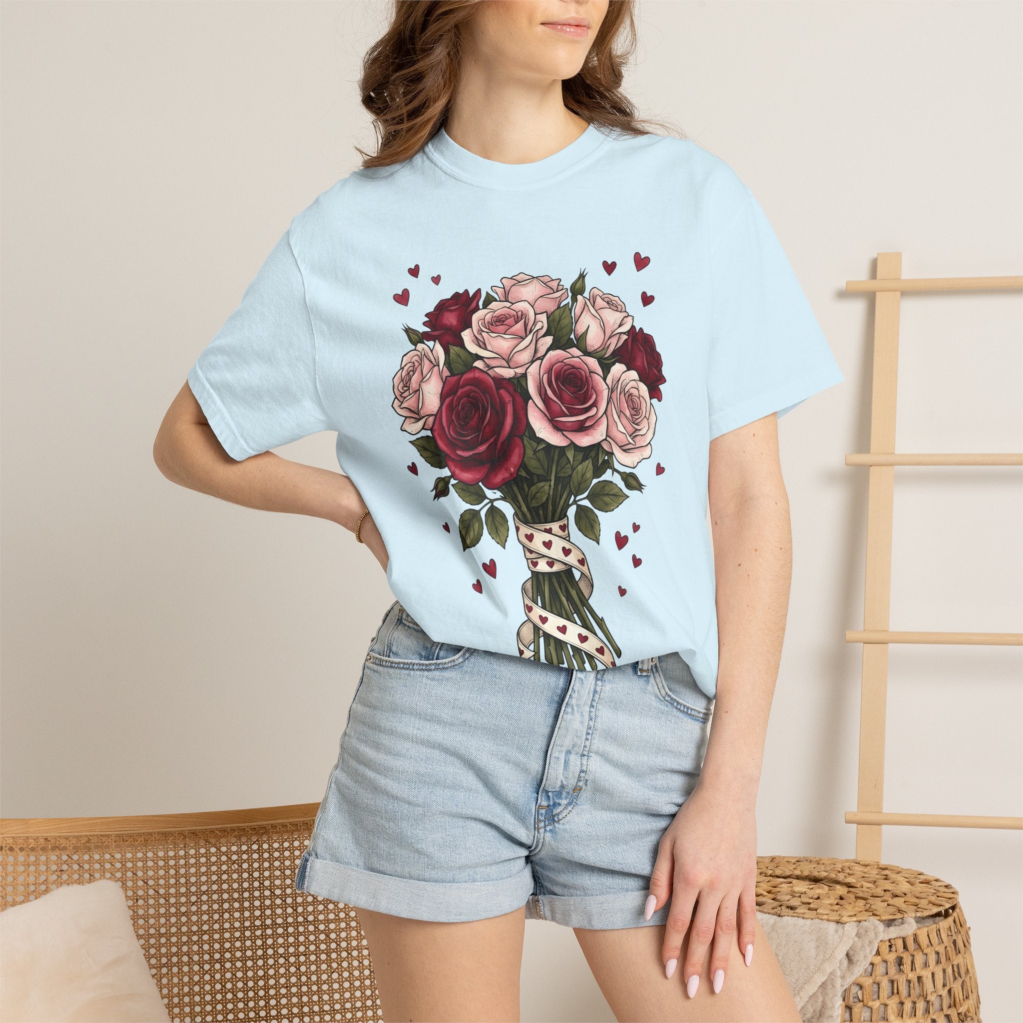 Flower Bouquet Shirt St. Valentines Day Blossoms Gift Women Sketch Tee Floral Arrangement T-Shirt Valentine Fan Hand Drawn Tshirt Floral