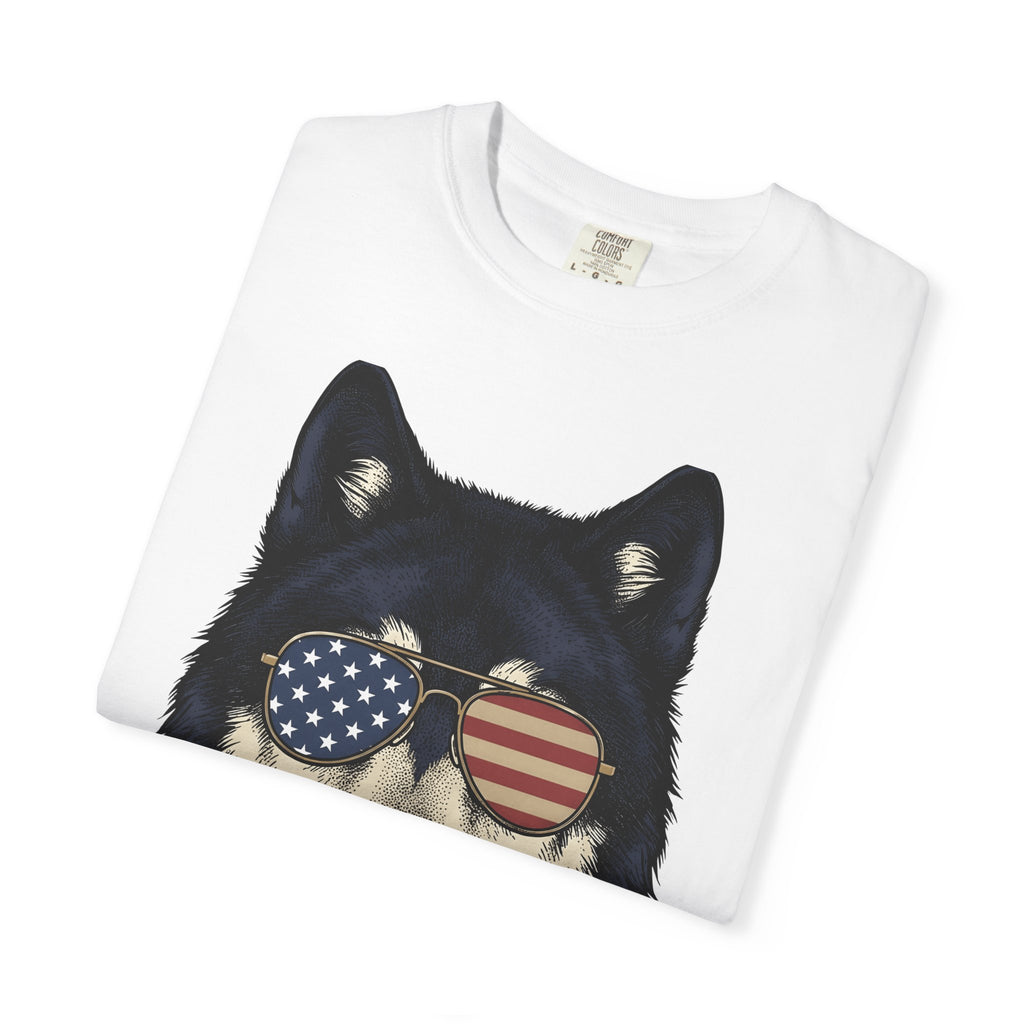 Wolf Shades Shirt 4th Of July Pet Gift Women Retro Tee Cool Shades T-Shirt Patriotic Fan Vintage Tshirt Animal Graphic Sketch Head Scarf