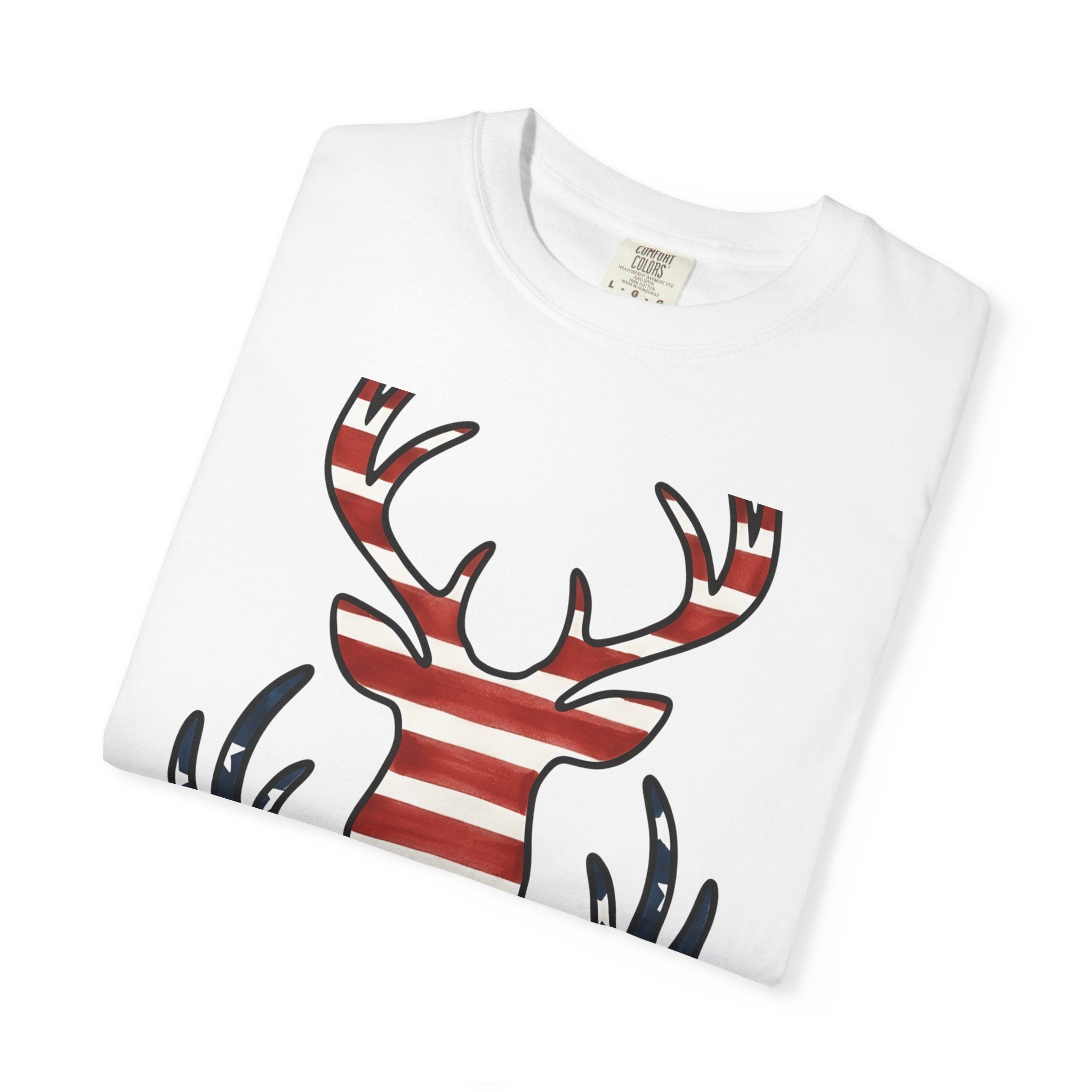 Buck Antlers Shirt 4th Of July Game Hunting Gift Women Retro Tee Deer Antlers T-Shirt Independence Day Enthusiast Vintage Tshirt Hunter