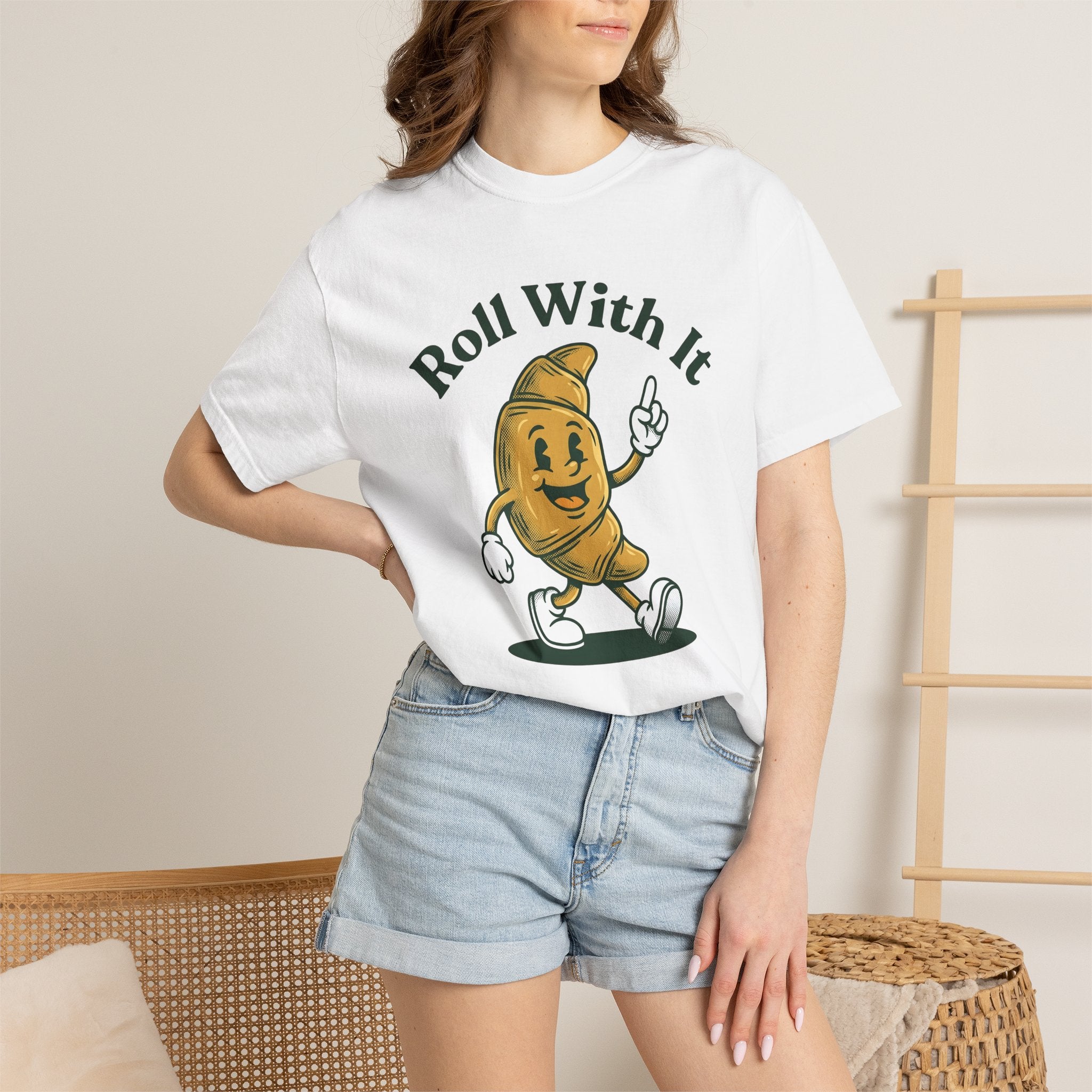 Croissant Mascot Shirt Desserts Sweets Gift Women Line Art Tee Croissant T-Shirt Pastry Fan Croissant Illustration Design Sketch Kicks