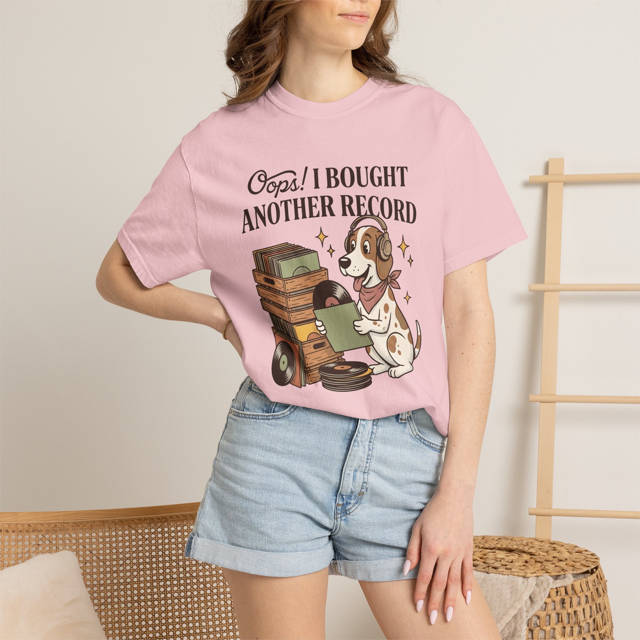Dog Headphones Shirt Cute Music Gift Women Cartoon Tee Canine Headphones T-Shirt Adorable Fan Puppy Tshirt Music Graphic Vintage Vinyl