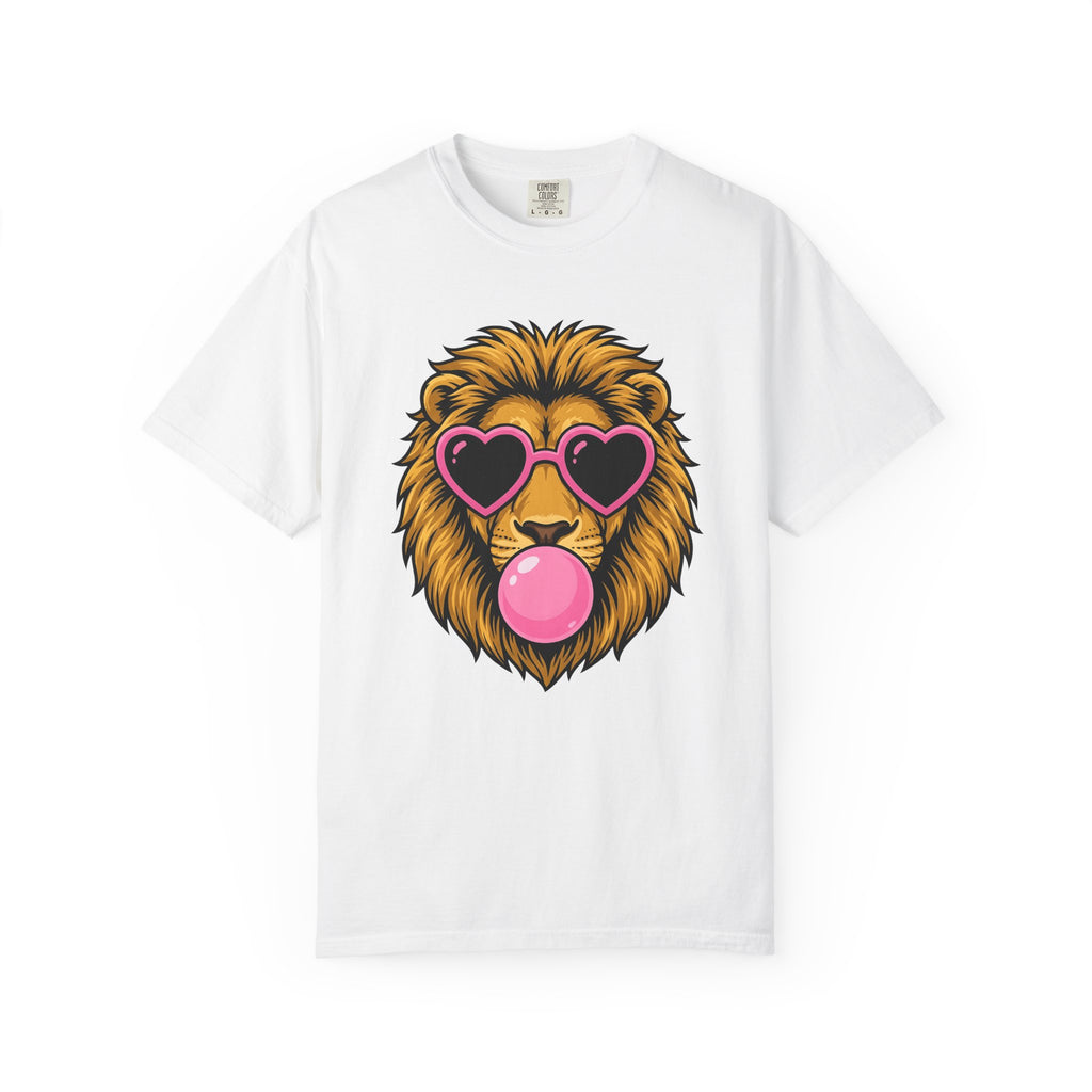 Lion Cool Glasses Shirt Animals Comedy Gift Women Animated Tee Lion T-Shirt Wildlife Fan Cartoon Tshirt Humor Graphic Flat Chewing Gum