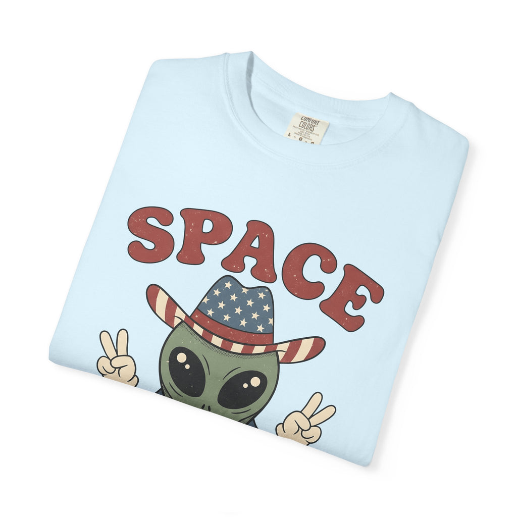 Alien Cowboy Hat Shirt Cowgirl Cosmos Gift Women Animated Tee Space Hat T-Shirt Cowgirl Fan Cartoon Tshirt Galaxy Graphic Old School Peace