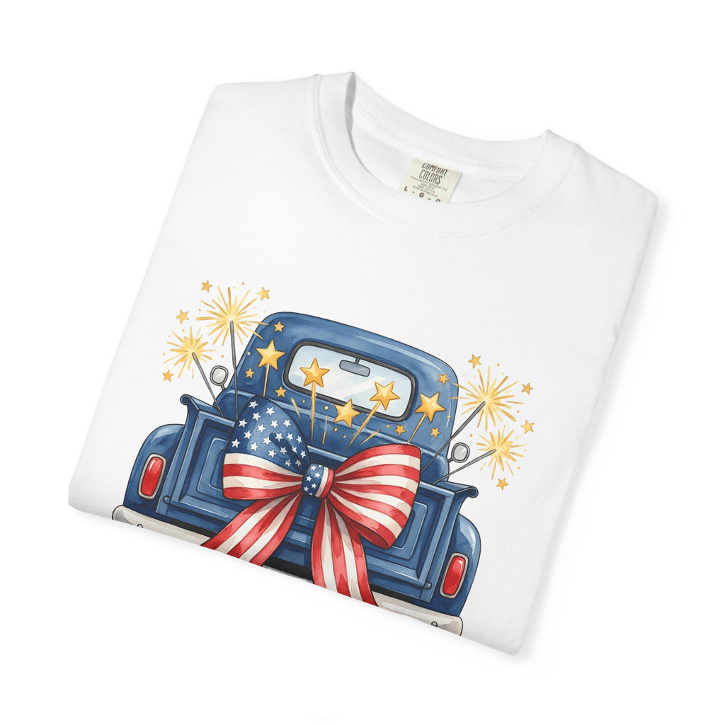USA Truck Shirt America Freedom Gift Women Painted Tee Lorry T-Shirt American Fan Trucker Tshirt Liberty Graphic Classic Stars Bow Tshirt
