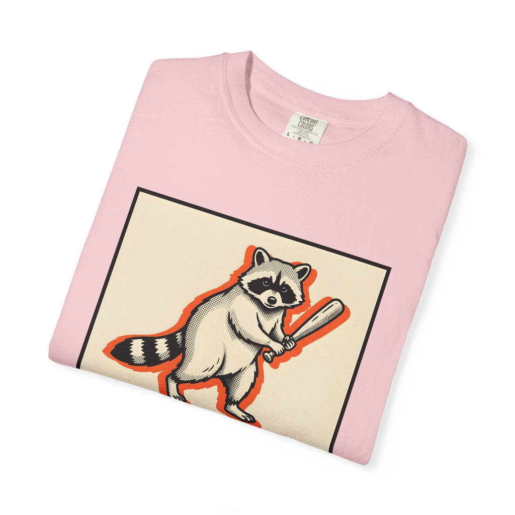 Raccoon Bat Shirt Funny Pets Gift Women Line Art Tee Masked T-Shirt Humor Fan Drawing Graphic Hand Drawn Orange Frame Tshirt