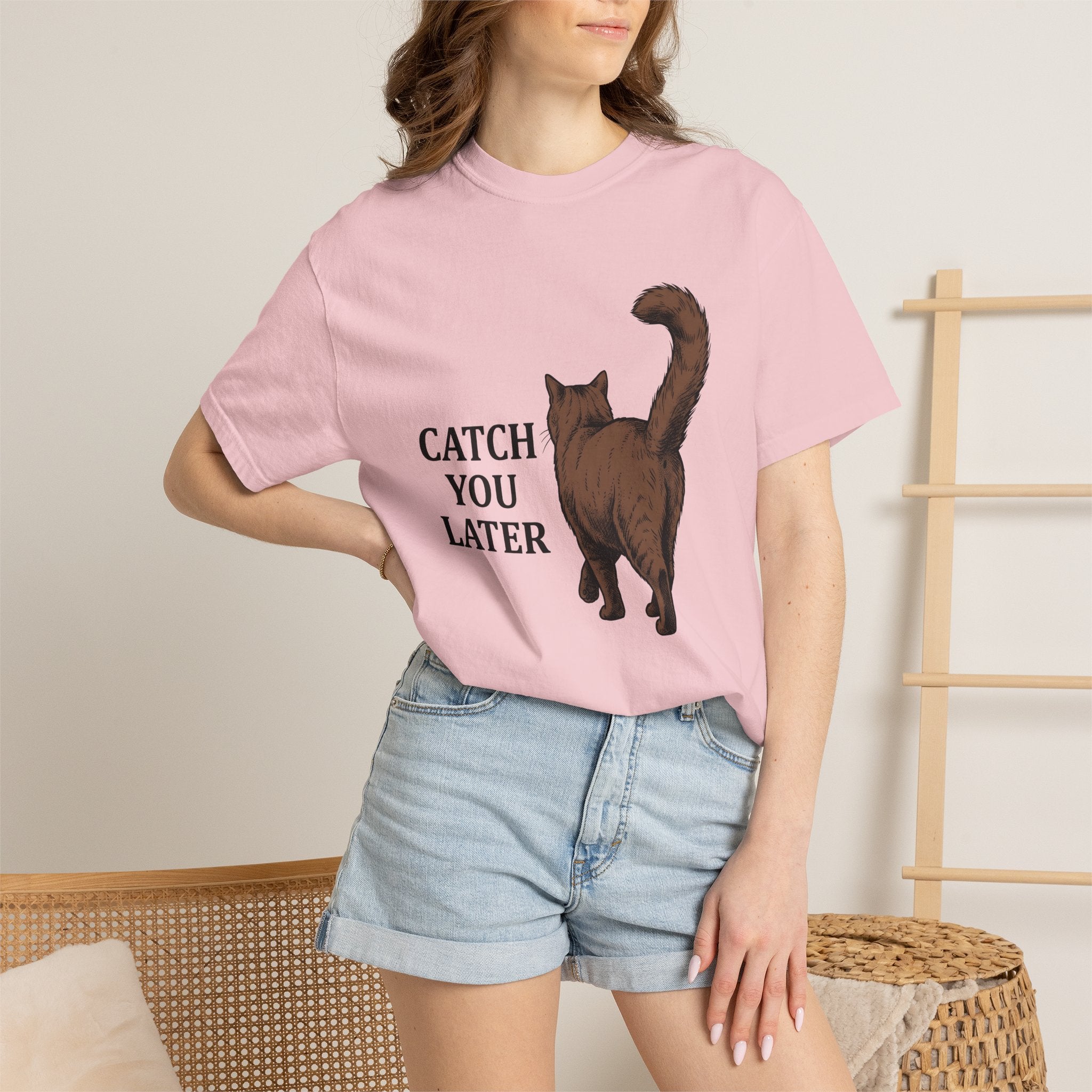 Cat Image Shirt Cat Laugh Gift Women Cartoon Tee Kitten T-Shirt Cat Fan Feline Tshirt Humor Graphic Classic Tail Tshirt