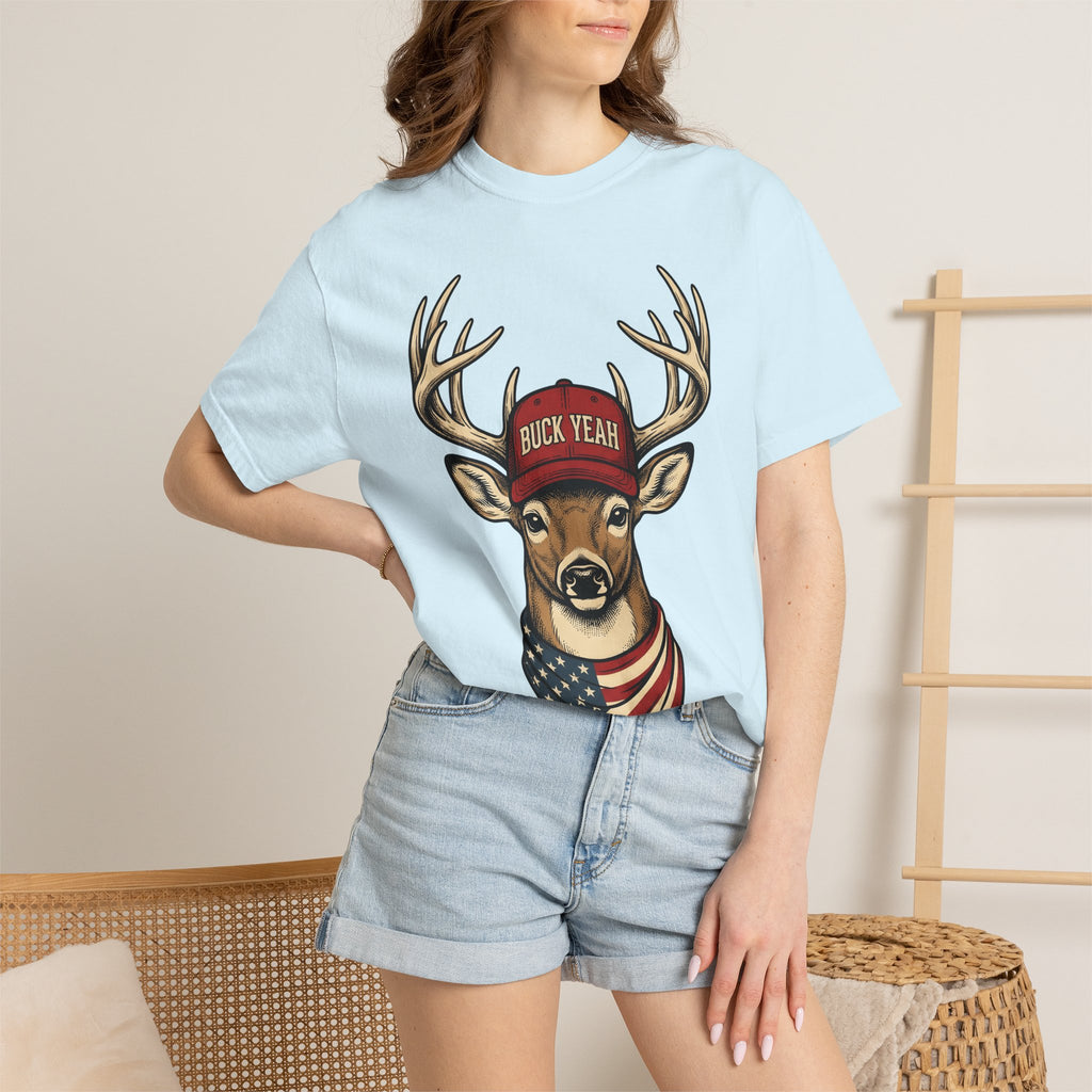 Buck Cap Shirt 4th Of July Outdoors Gift Women Retro Tee Trucker Hat T-Shirt Independence Fan Vintage Tshirt Camping Graphic Sketch Usa Flag