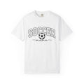 Soccer Ball Shirt Moms Sports Gift Women Varsity Tee Football T-Shirt Mom Fan Athletic Tshirt Sports Graphic Minimal Script Font Tshirt