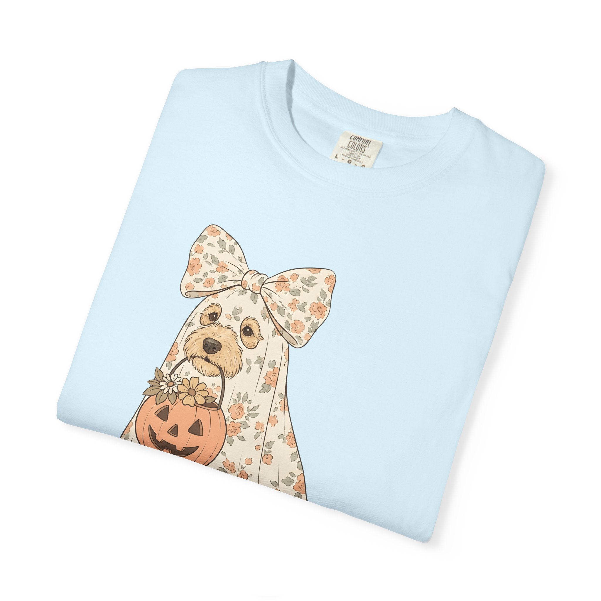 Dog Ghost Shirt Halloween Dog Gift Women Whimsical Tee Specter T-Shirt Halloween Fan Ghostly Tshirt Canine Graphic Vintage Pumpkin Tshirt