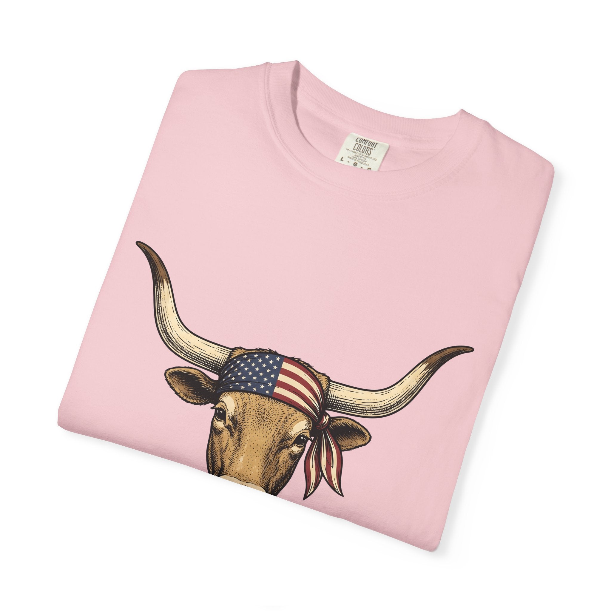 Steer Cattle Shirt 4th Of July Rodeo Gift Women Hand Sketched Tee Cowboy T-Shirt Independence Day Fan Cowboy Tshirt Rodeo Graphic Line Art