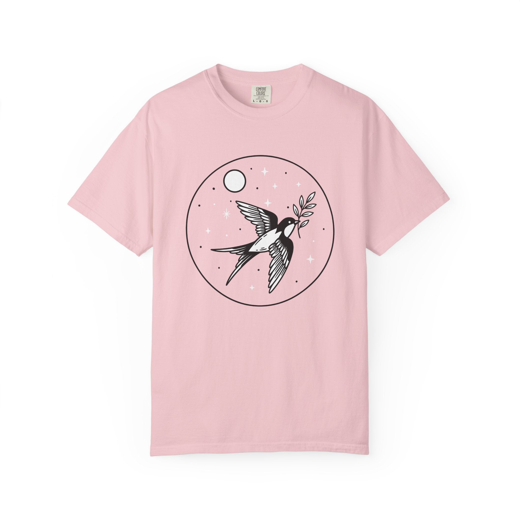 Bird Swallow Shirt Boho Chic Zodiac Gift Women Hand Drawn Tee Swallows T-Shirt Bohemian Fan Illustrated Tshirt Astrology Graphic Design
