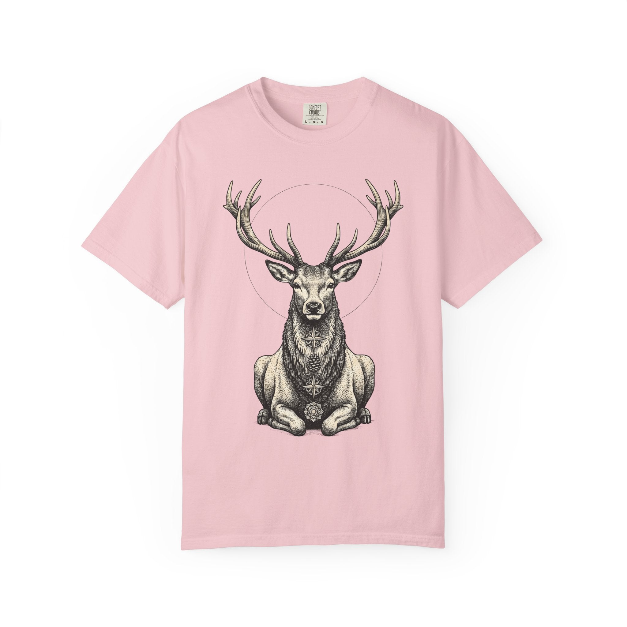 Buck Deer Shirt Animal Wildlife Gift Women Modern Boho Tee Stag T-Shirt Wildlife Enthusiast Bohemian Tshirt Conservation Graphic Retro Lotus