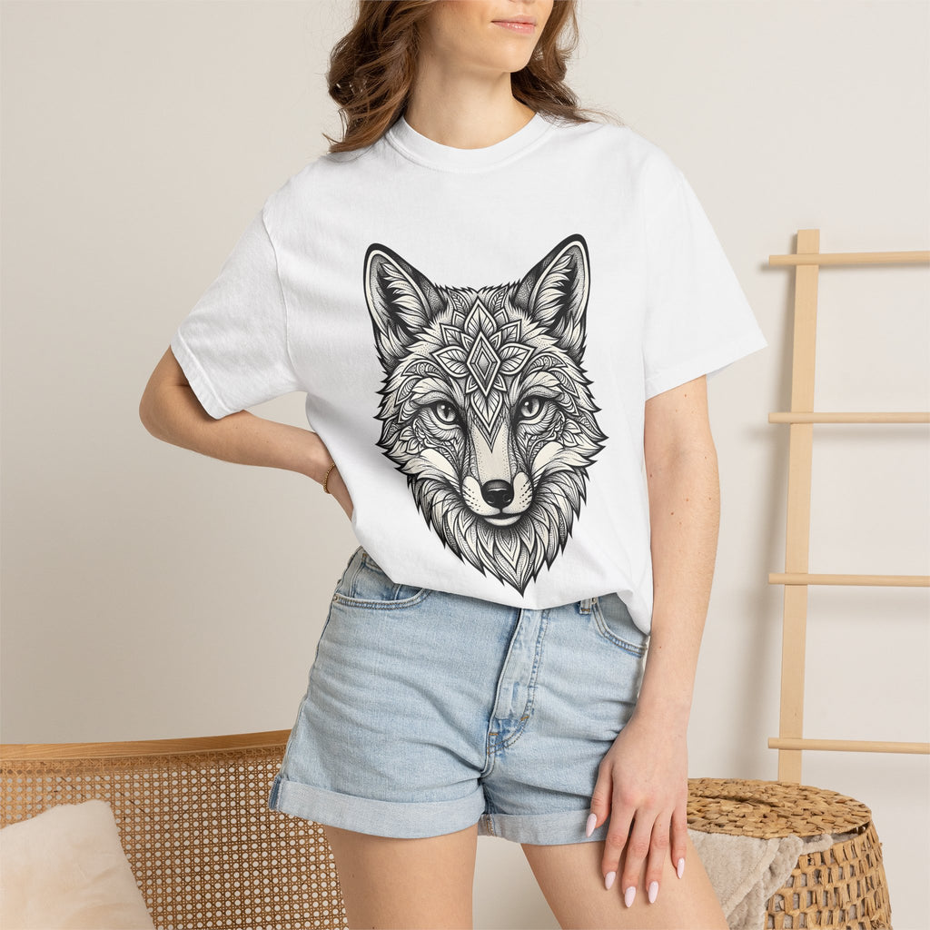 Wolf Portrait Shirt Animals Metaphysical Gift Women Folk Tee Canine T-Shirt Wildlife Fan Primitive Tshirt Spiritual Graphic Engraving