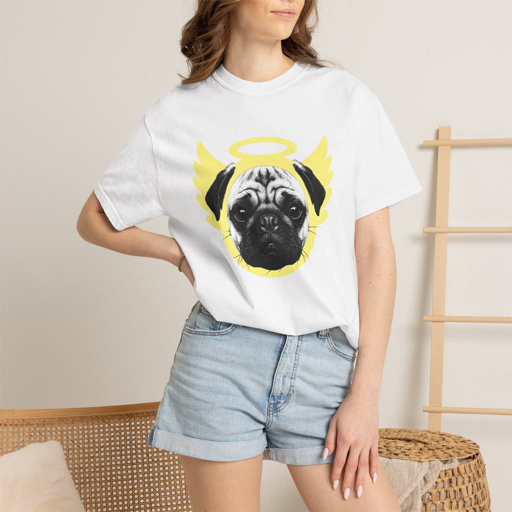 Pug Angel Shirt Dog Animal Gift Women Hand Drawn Tee Pug T-Shirt Dog Fan Illustrated Graphic Retro Halo Tshirt