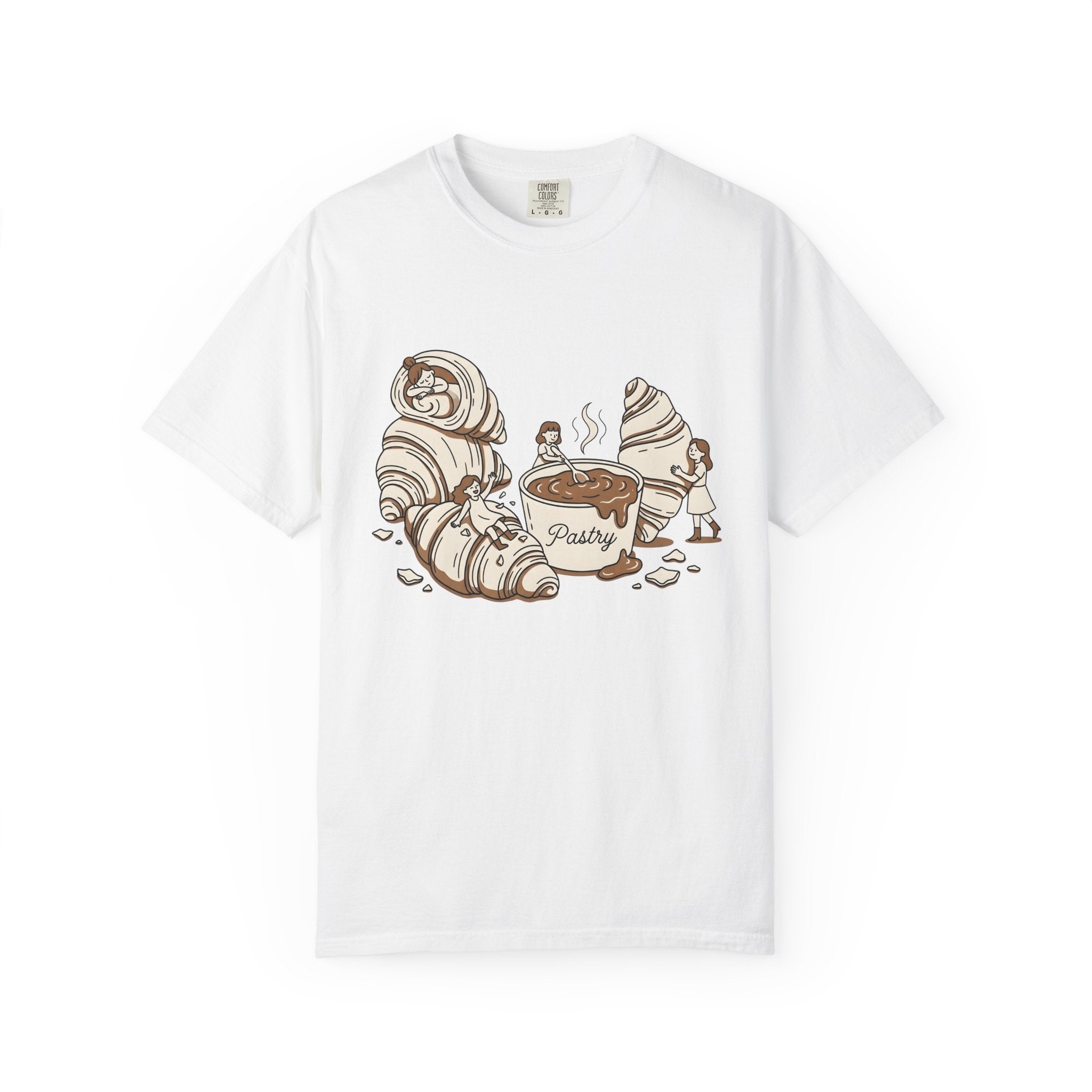 Croissant Shirt Desserts Pastry Gift Women Kawaii Tee Croissant T-Shirt Sweets Fan Cute Tshirt Bakery Graphic Sketch Latte Mug Tshirt