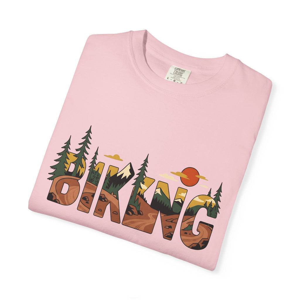 Mountain View Shirt Biking Exploration Gift Women Modern Tee Panorama T-Shirt Cyclist Enthusiast Contemporary Tshirt Adventure Graphic