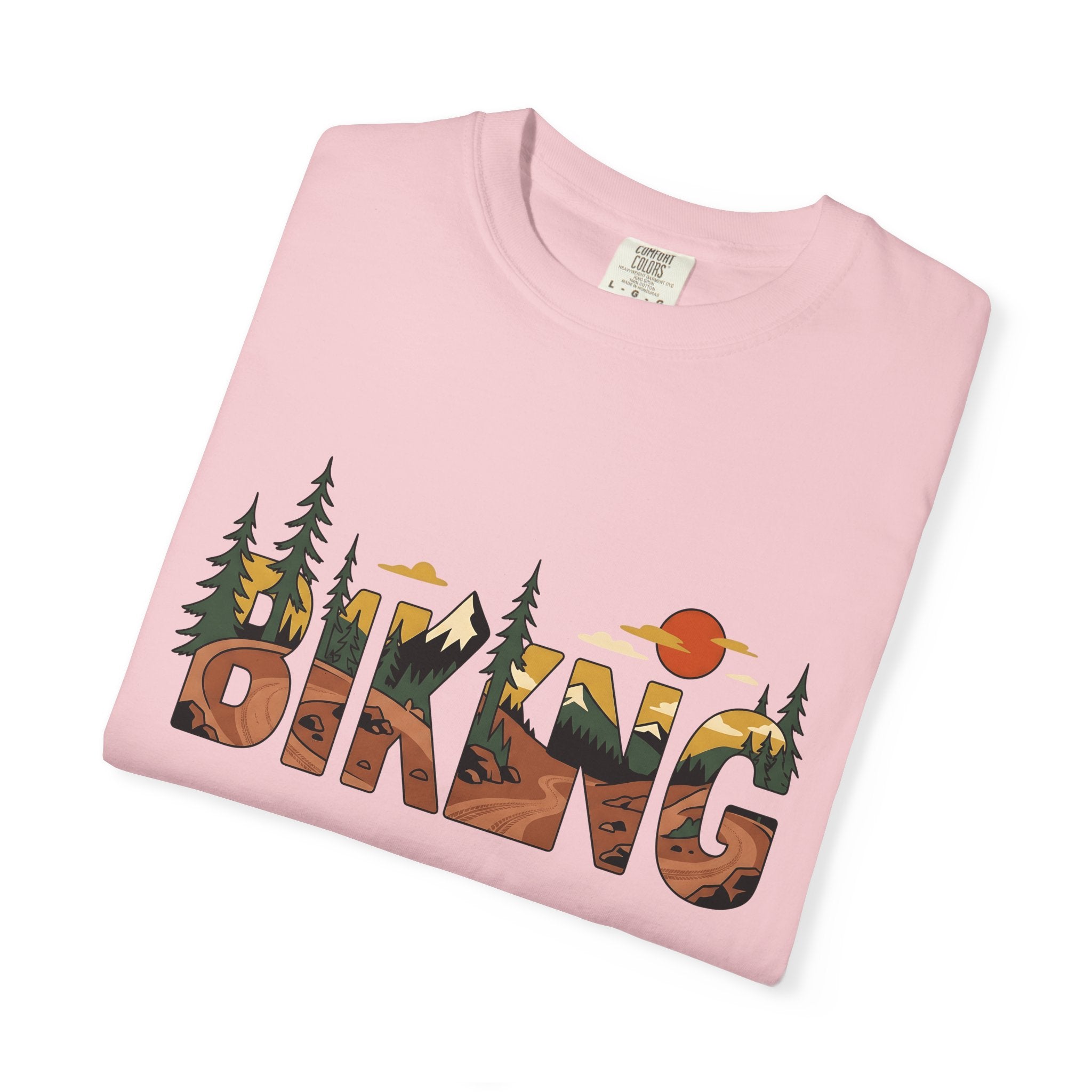 Mountain View Shirt Biking Exploration Gift Women Modern Tee Panorama T-Shirt Cyclist Enthusiast Contemporary Tshirt Adventure Graphic