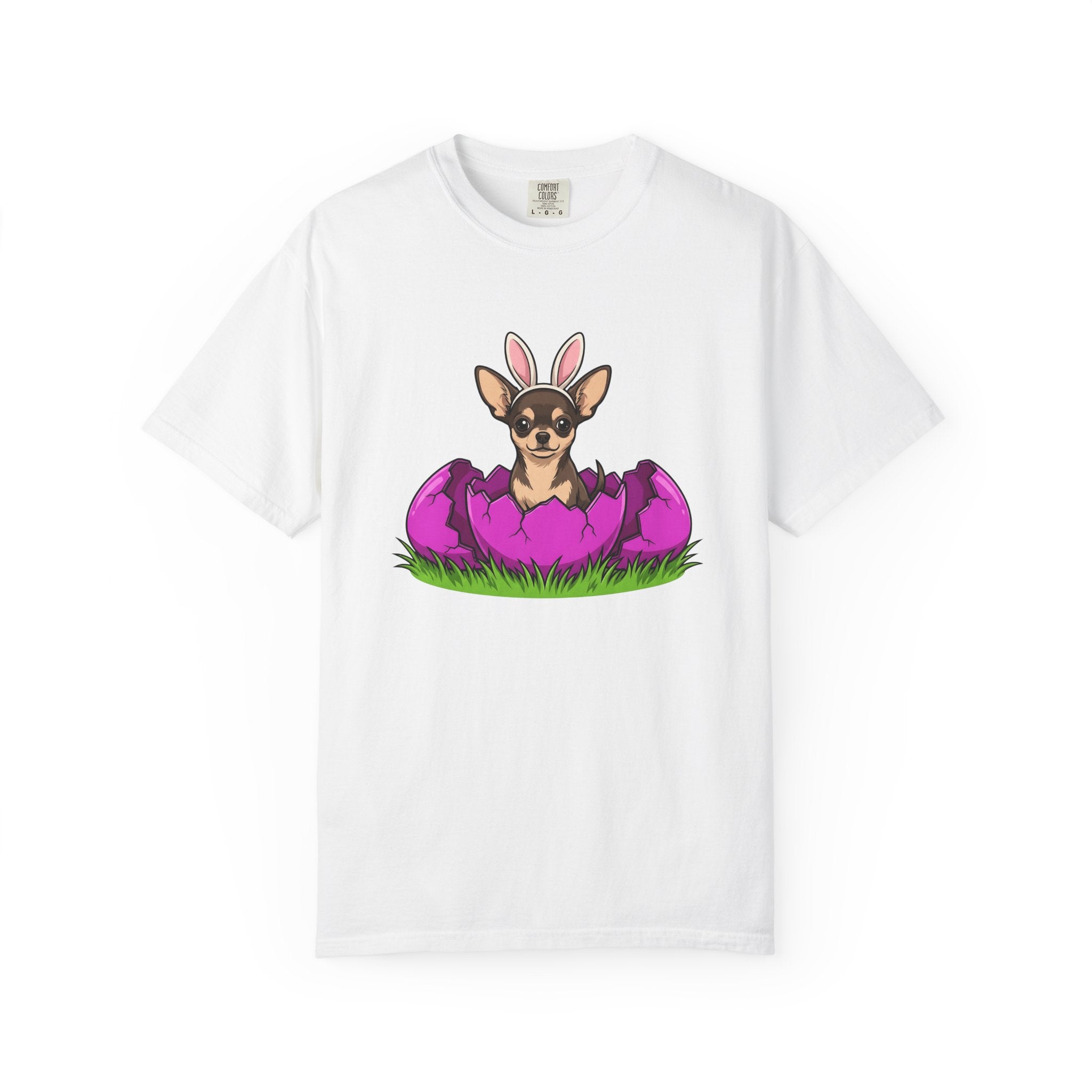 Chihuahua Bunny Ears Shirt Dog Holiday Gift Women Cartoon Tee Puppy T-Shirt Dog Fan Comic Tshirt Easter Graphic Kawaii Easter Egg Tshirt
