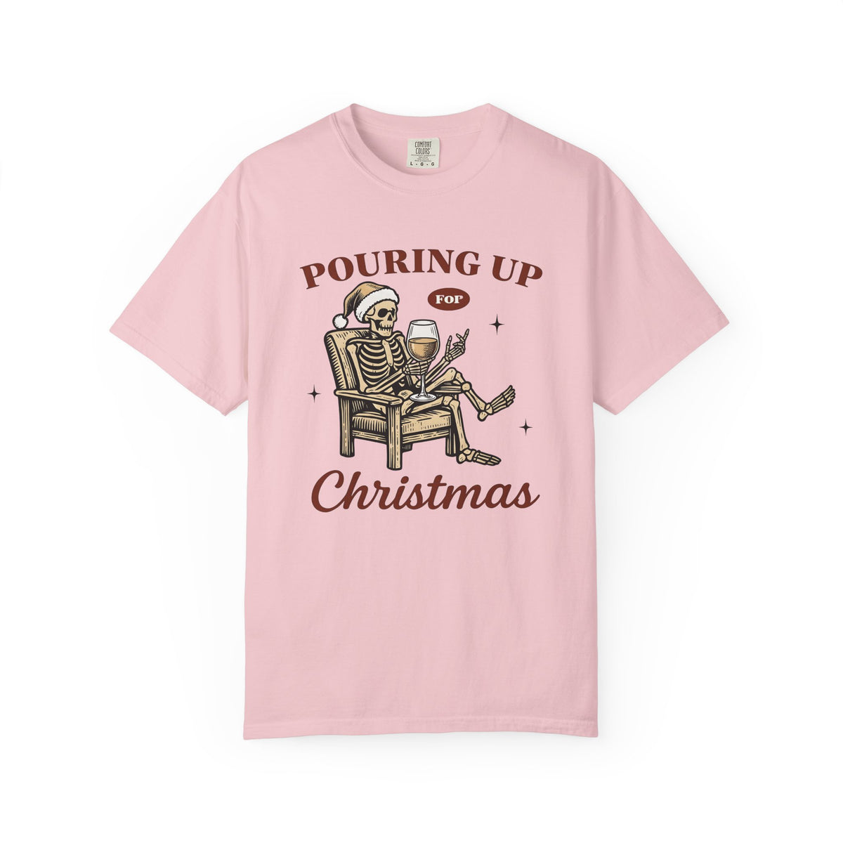 Skeleton Santa Hat Shirt Christmas Alcohol Unisex Gift Vintage Tee Santa Hat