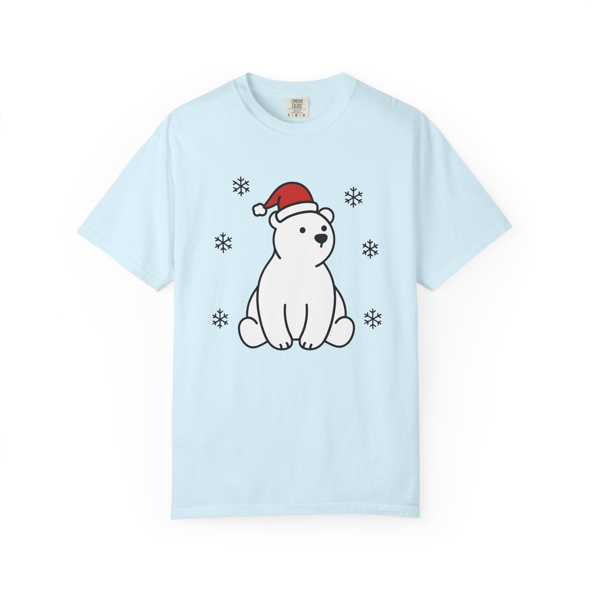 Arctic Bear Shirt Christmas Wildlife Gift Women Adorable Tee Polar Bear T-Shirt Xmas Fan Cute Tshirt Animal Graphic Simple Ice Crystals