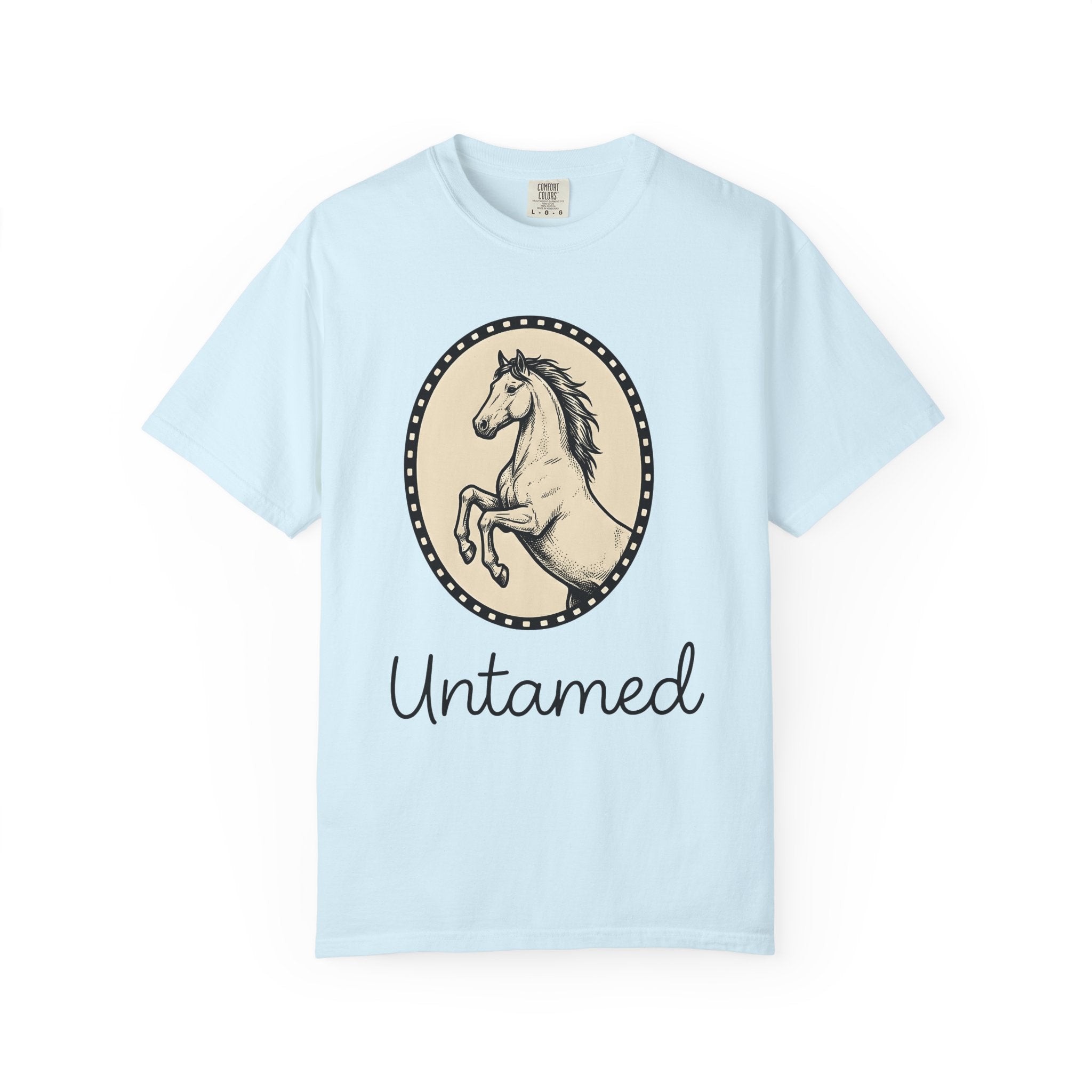 Bucking Horse Shirt Cowgirl Cowboy Gift Women Retro Tee Bronco T-Shirt Rodeo Fan Mustang Graphic Tshirt Sketch Circle Frame Tshirt