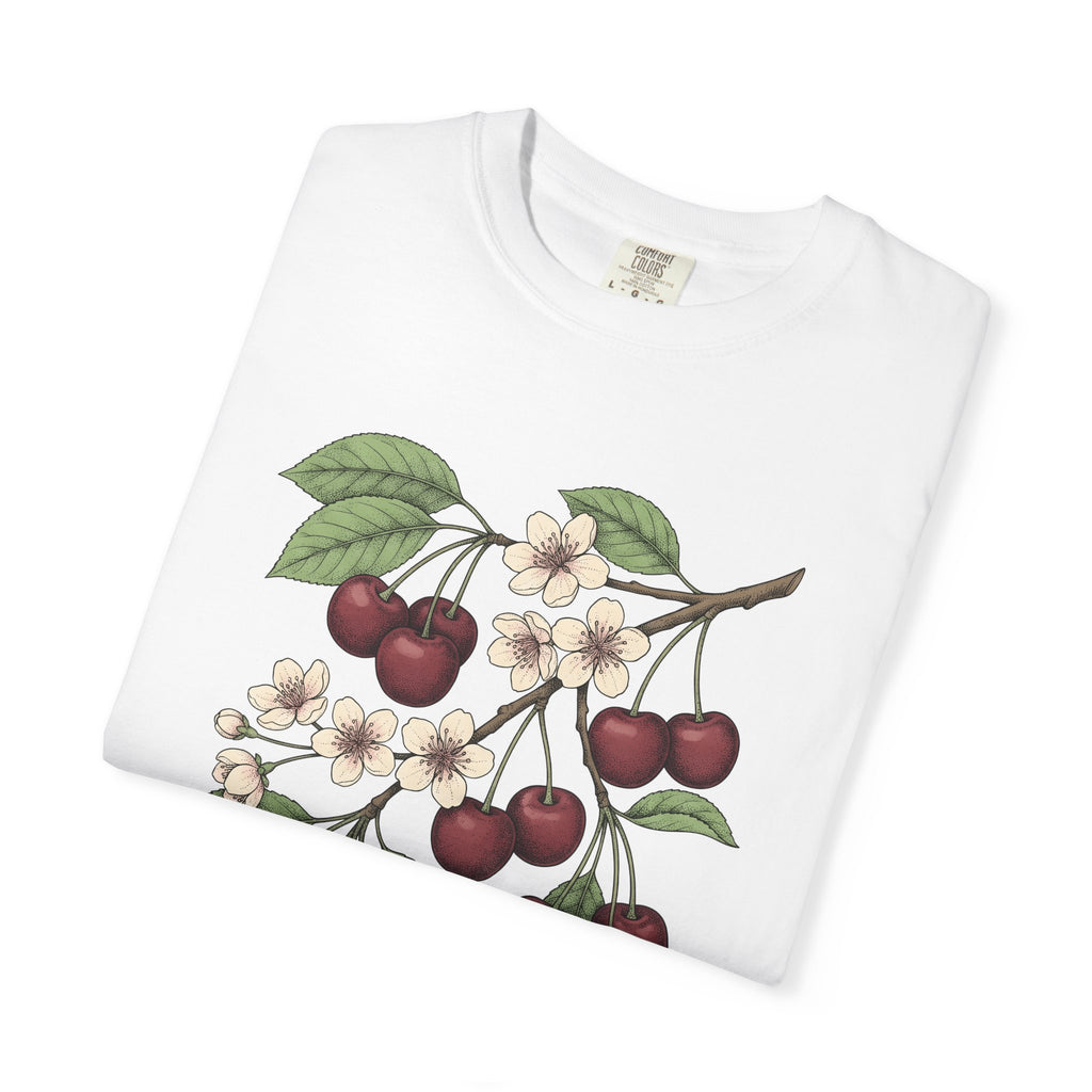 Cherry Sprig Shirt Fruit Plant Gift Women Garden Art Tee Cherry Branch T-Shirt Fruit Fan Botanical Tshirt Floral Graphic Sketch Bud Tshirt