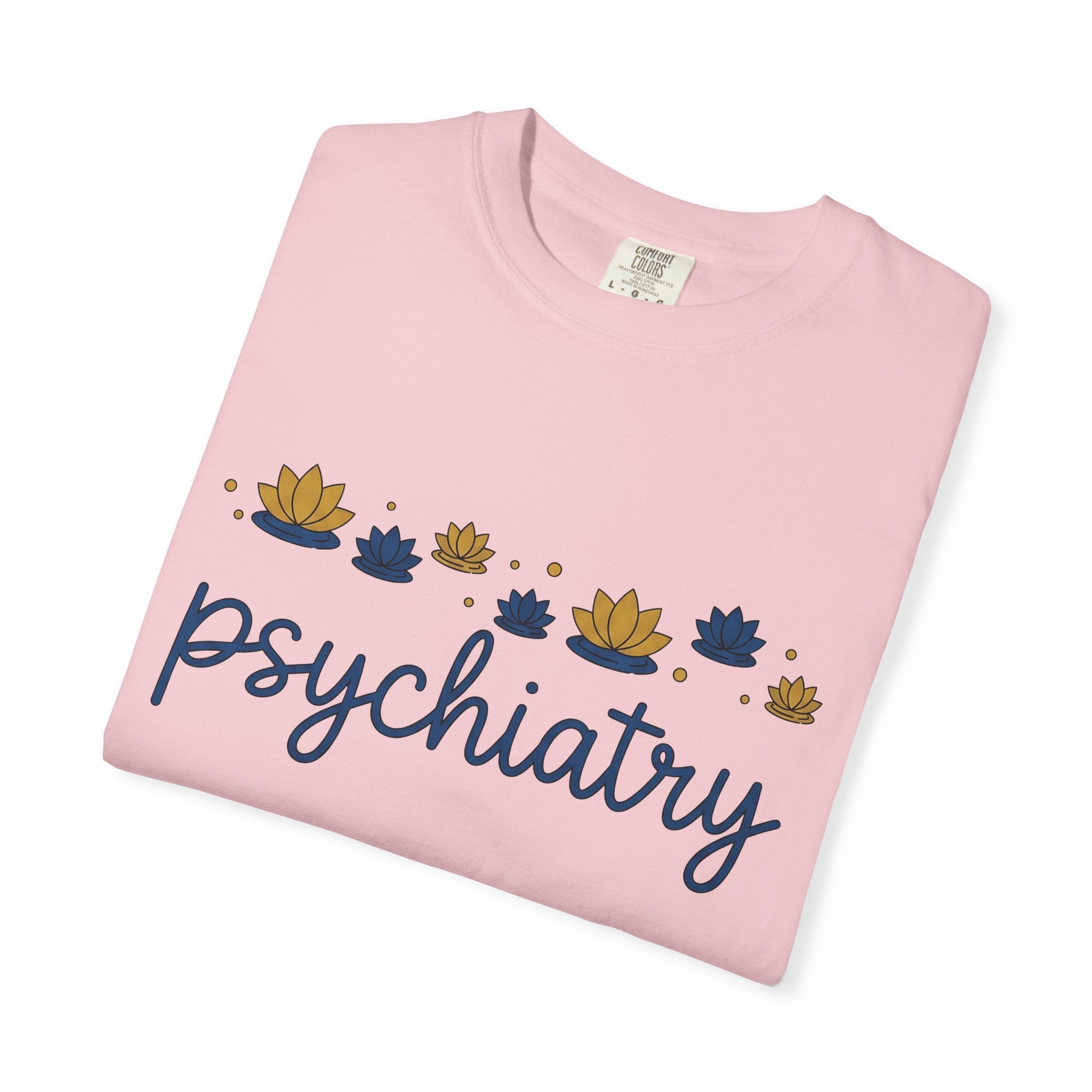 Lotus Blossom Design Shirt Psychiatry Meditation Gift Women Contemporary Tee Waterlily T-Shirt Mental Health Enthusiast Modern Tshirt
