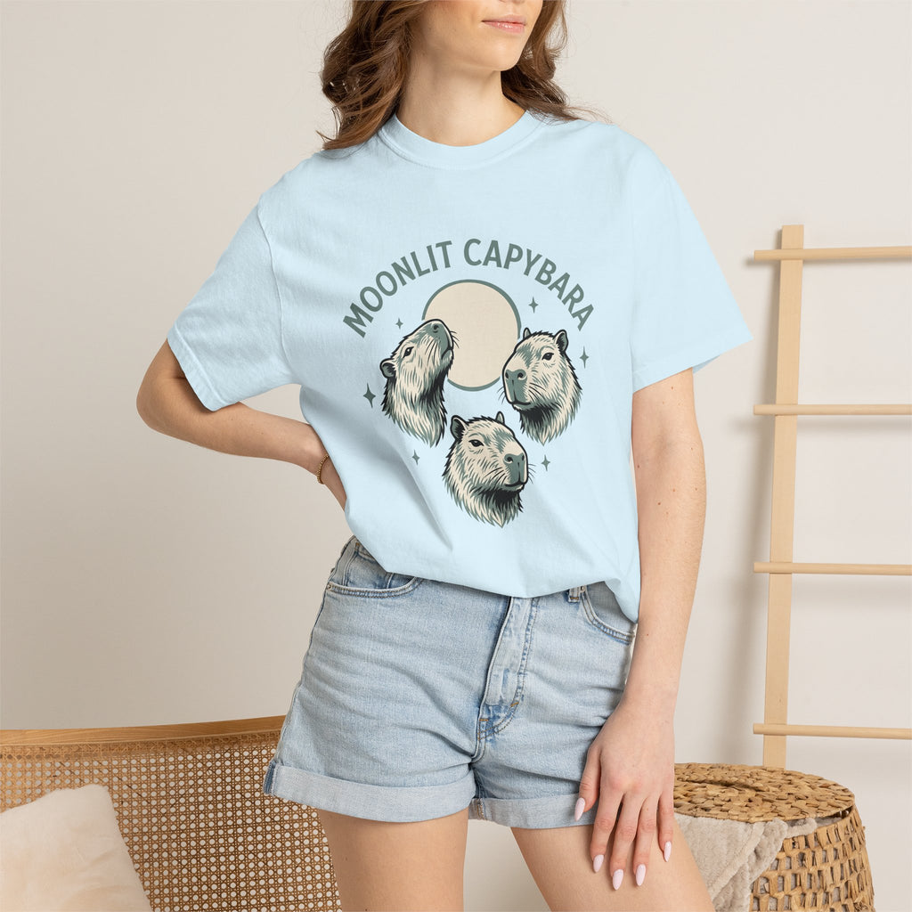 Capybara Set Shirt Animals Environment Gift Women Flat Design Tee Rodent T-Shirt Wildlife Fan Minimalist Tshirt Eco Graphic Old School Night